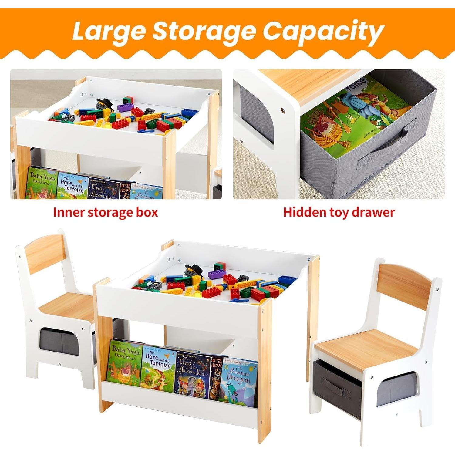 Conjunto de Mesa y Sillas para Niños Asweets 4 en 1 Blanco