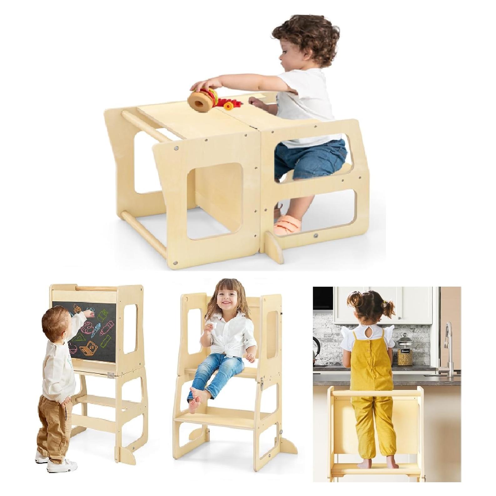 Juego de Mesa y Sillas INFANS 4 en 1 para Niños de Madera