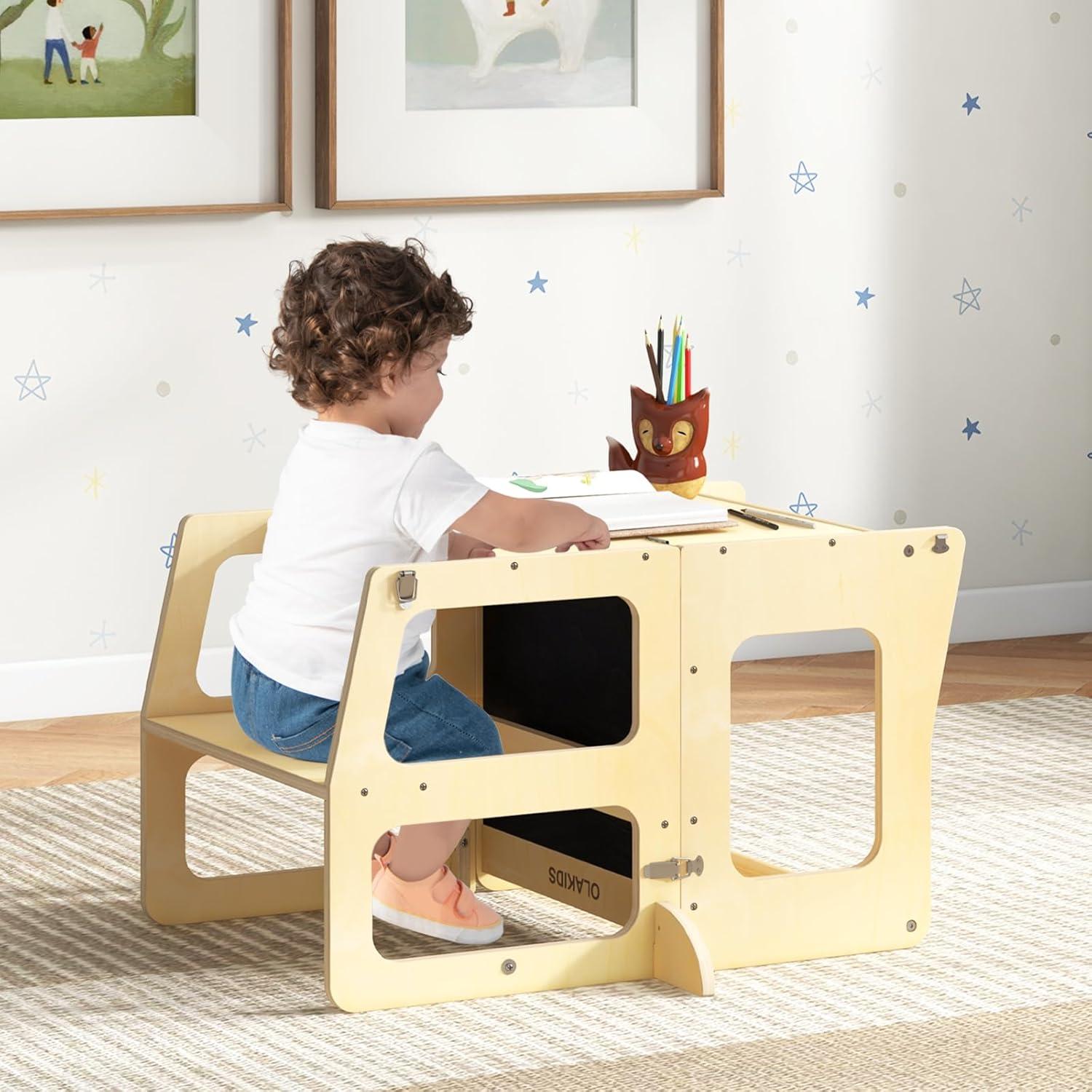 Juego de Mesa y Sillas INFANS 4 en 1 para Niños de Madera