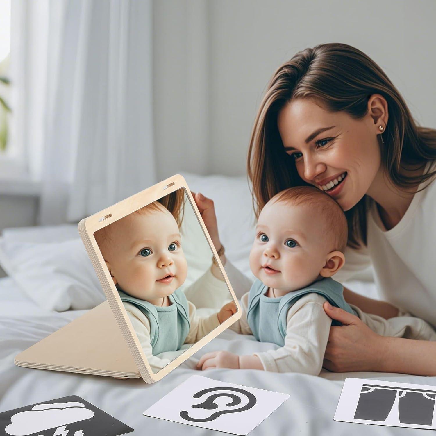 Set de Juego Tummy Time IEATFO con Espejo y Tarjetas Educativas