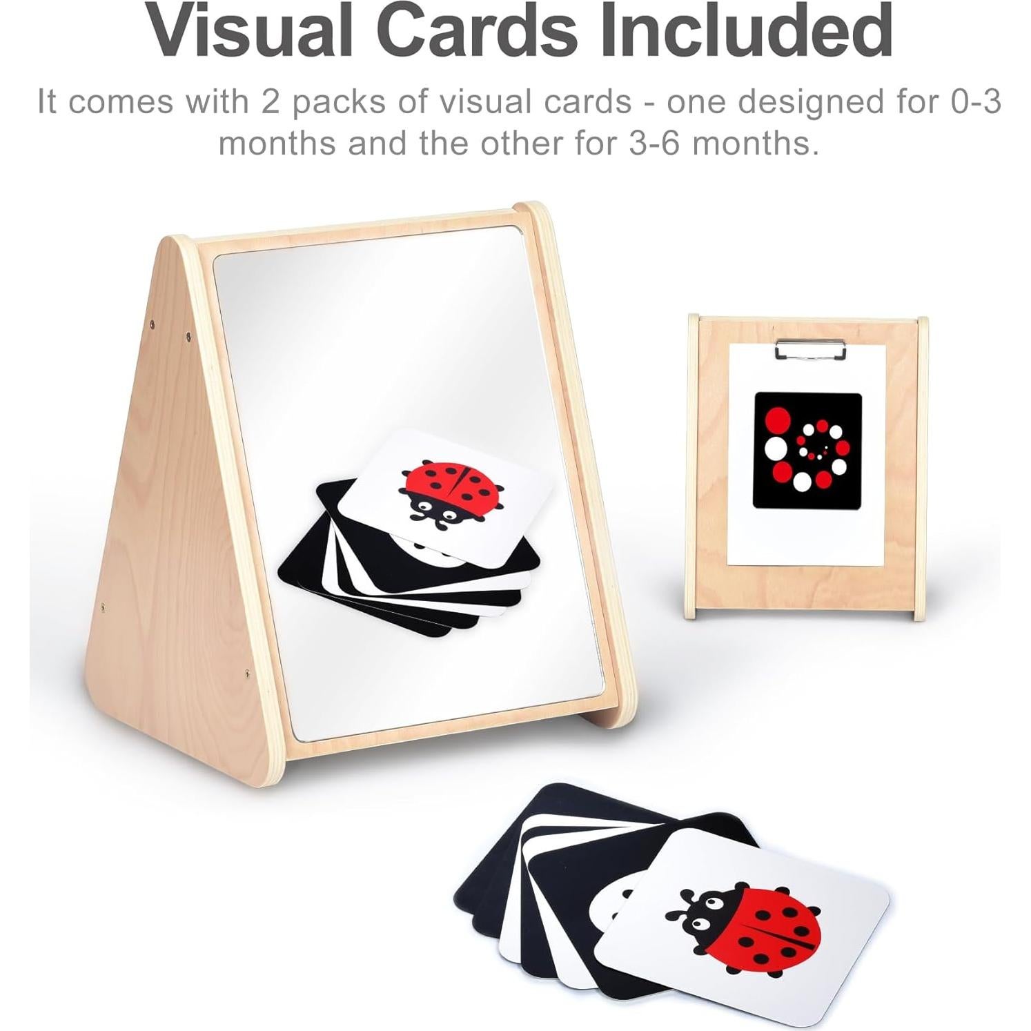 Espejo Doble Lado KRAND para Bebés con Tarjetas Visuales