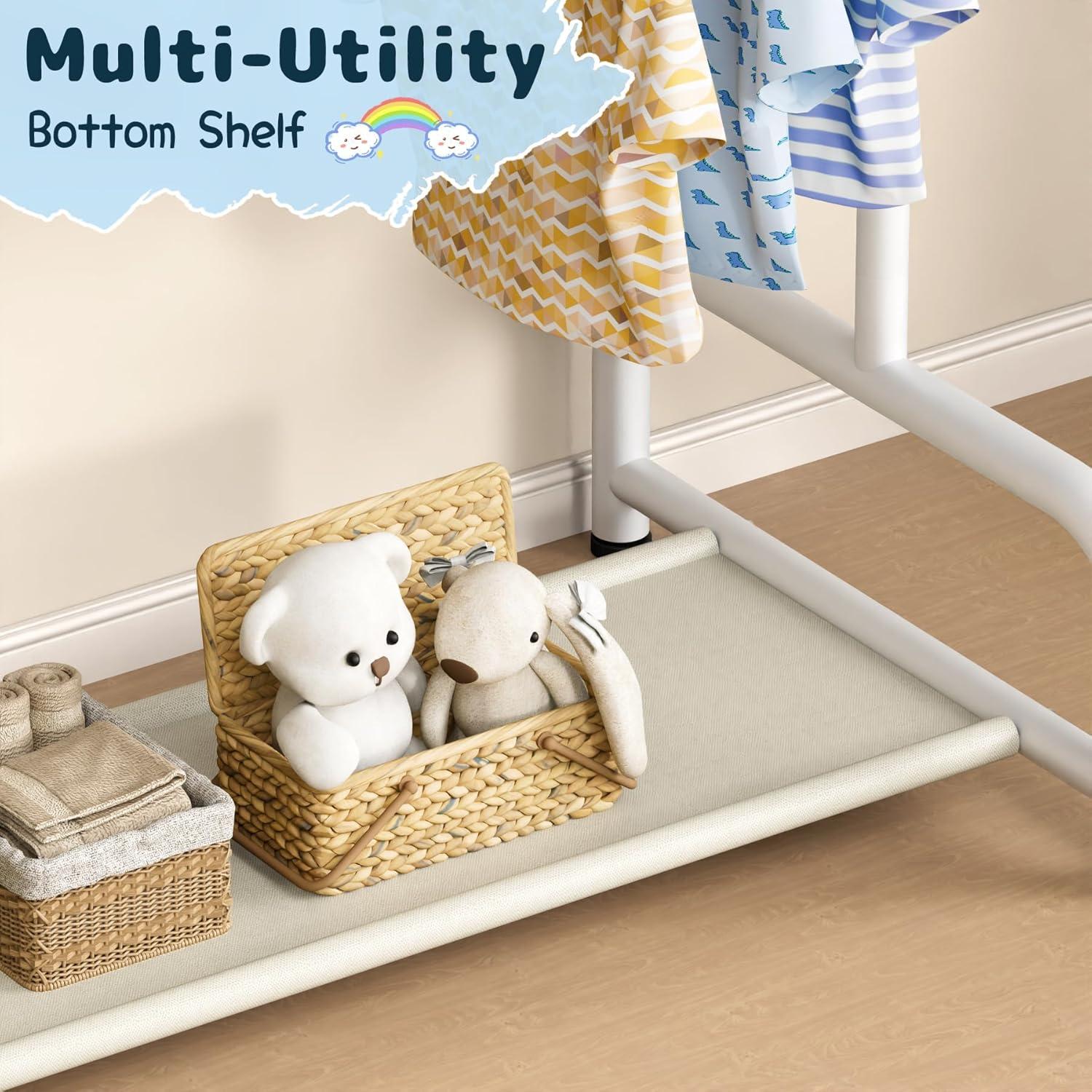 Perchero de Ropa Infantil PLHG Doble Barra Blanco 32.7 kg