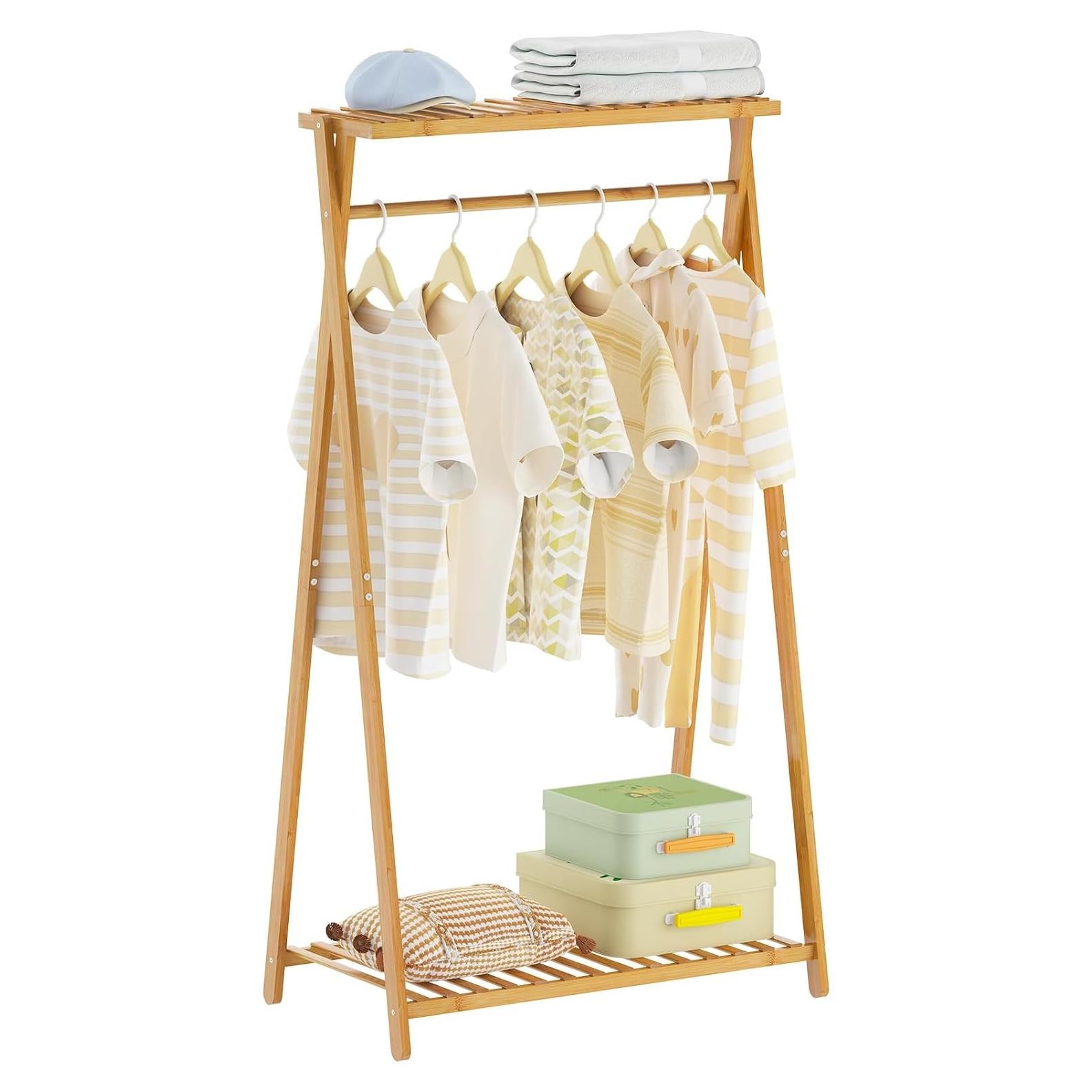 Perchero de Bambú Jotboom para Niños con 2 Estantes 126.5 cm