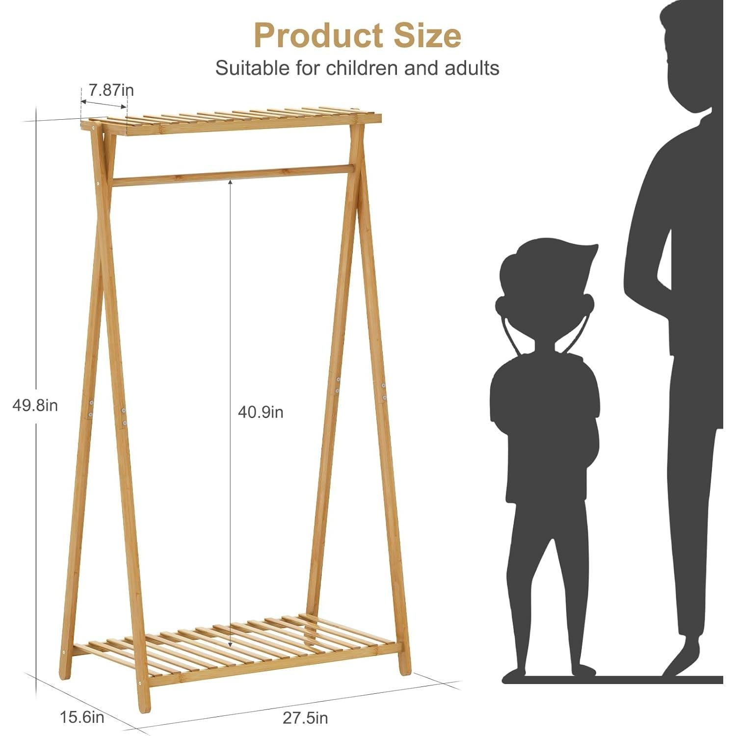 Perchero de Bambú Jotboom para Niños con 2 Estantes 126.5 cm