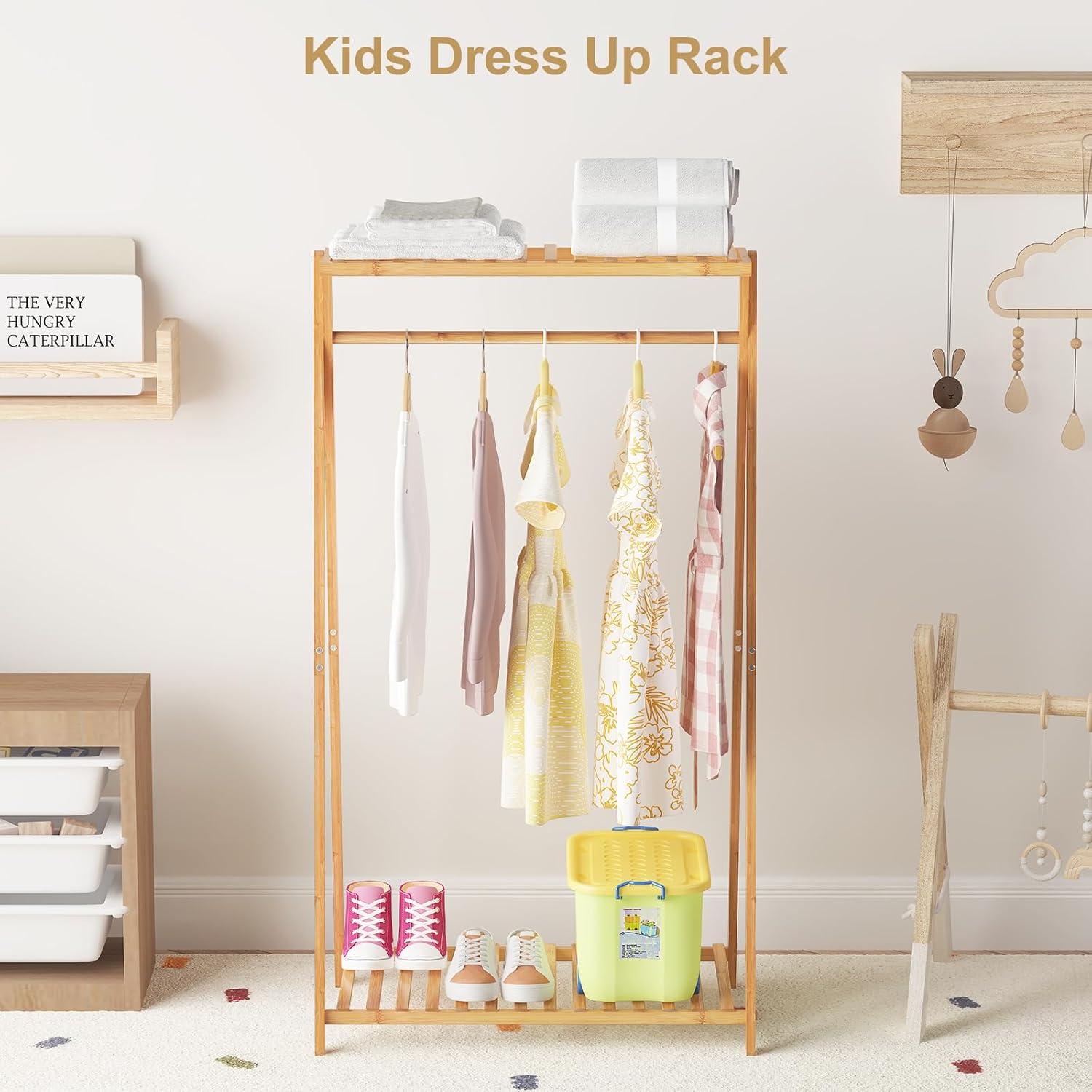 Perchero de Bambú Jotboom para Niños con 2 Estantes 126.5 cm