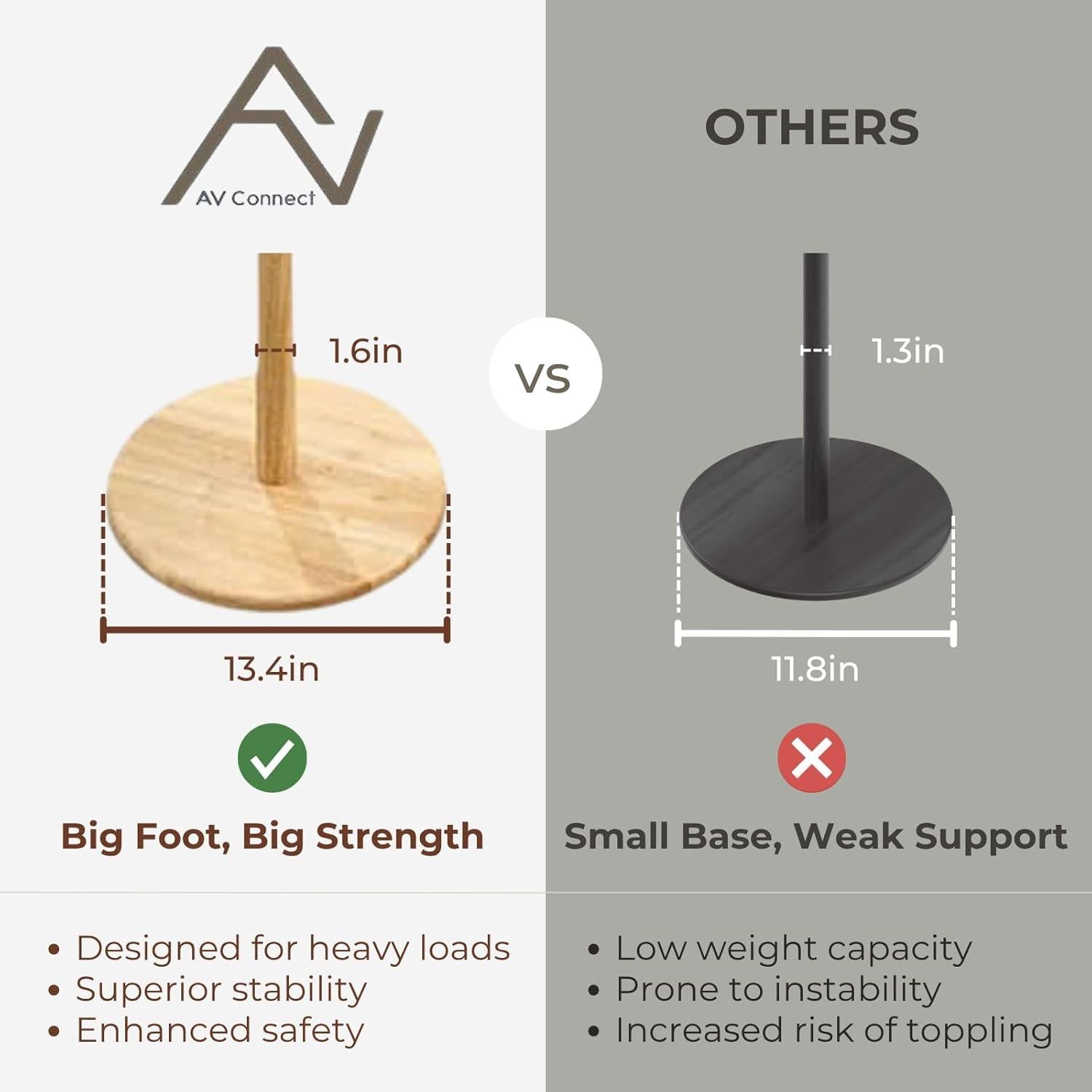 Perchero de Madera Natural AV Connect con 8 Ganchos y 3 Alturas