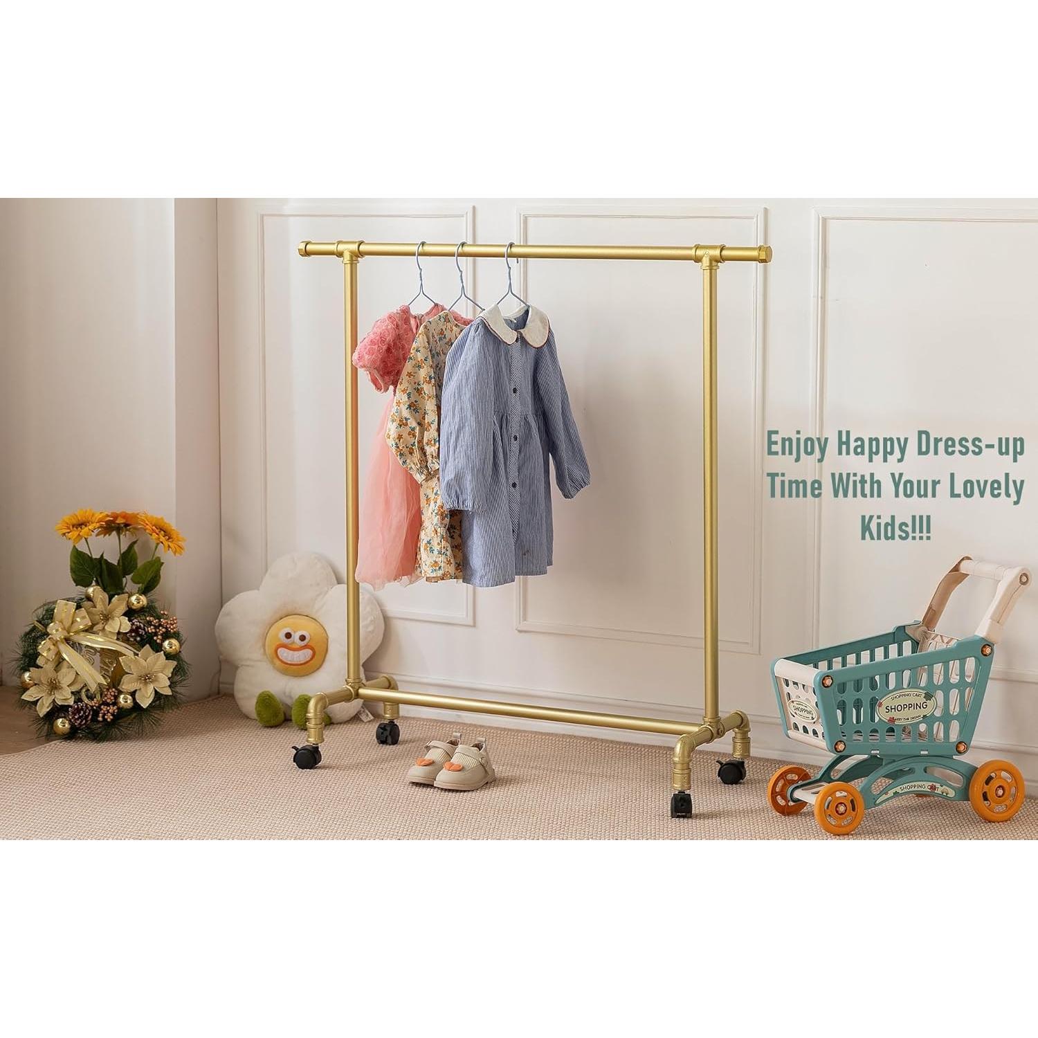 Perchero Infantil Dorado Homeyeeng con Ruedas y Almacenamiento