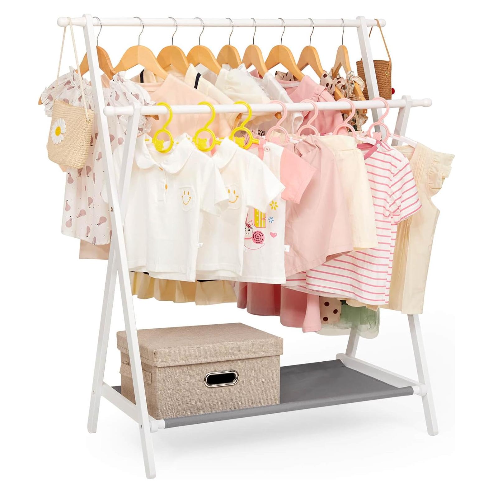 Perchero Infantil Plegable Cozivolife de Bambú con Estante