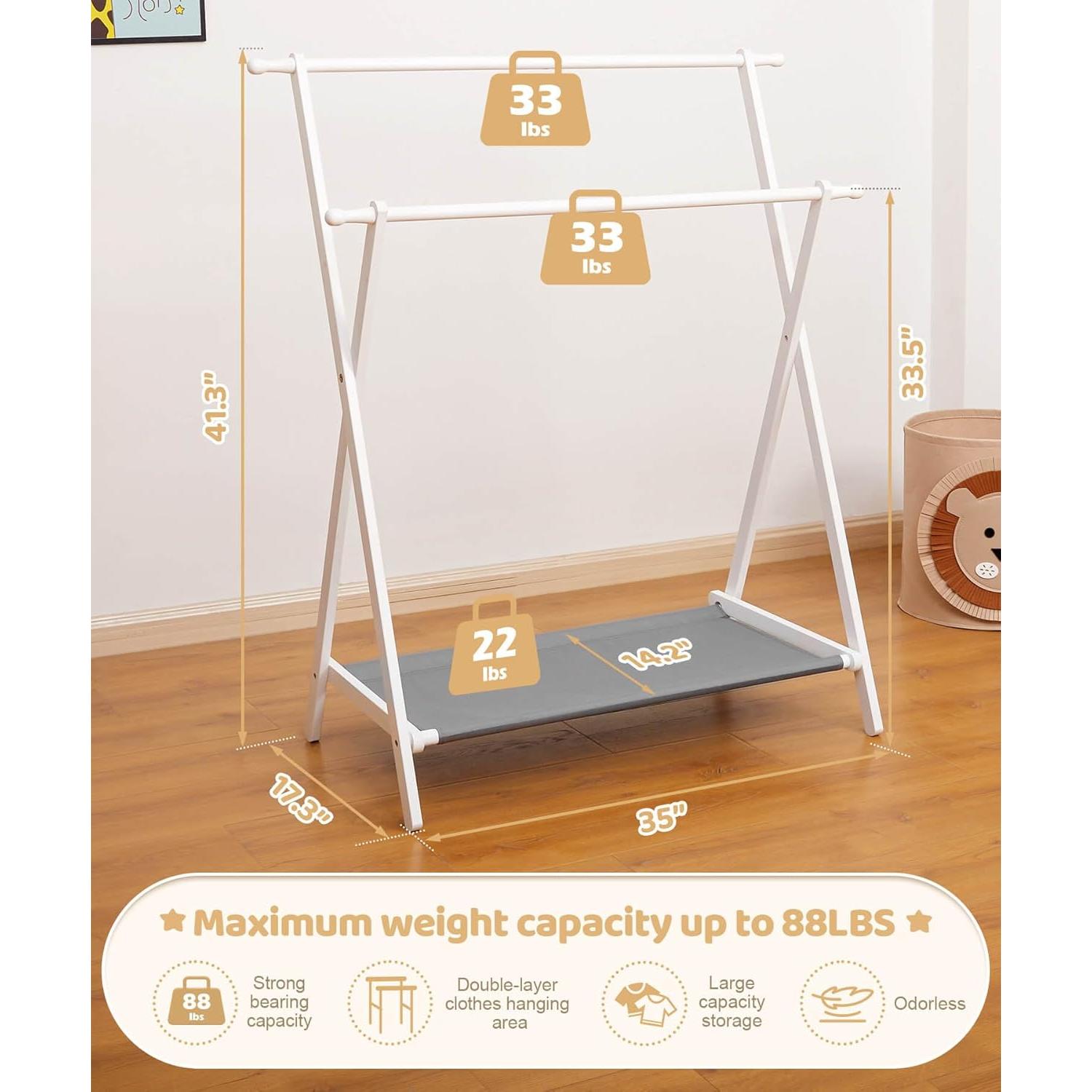 Perchero Infantil Plegable Cozivolife de Bambú con Estante