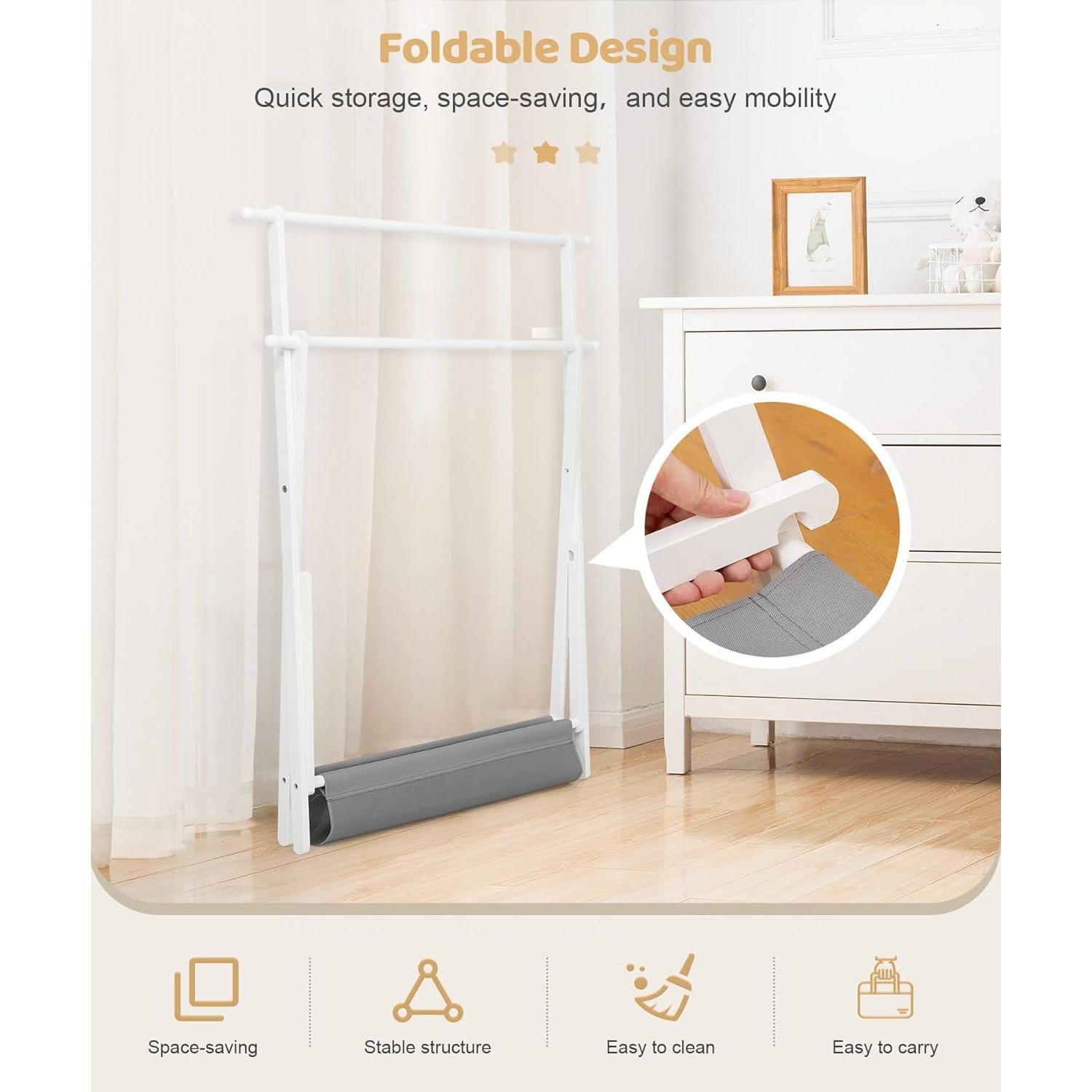 Perchero Infantil Plegable Cozivolife de Bambú con Estante