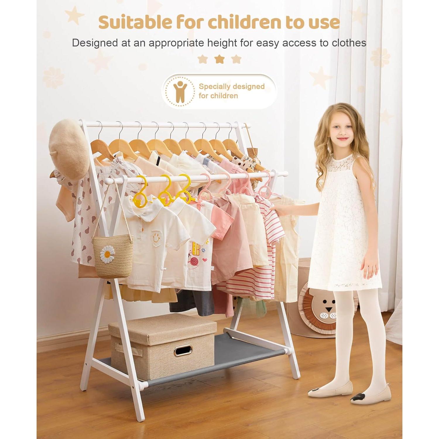 Perchero Infantil Plegable Cozivolife de Bambú con Estante