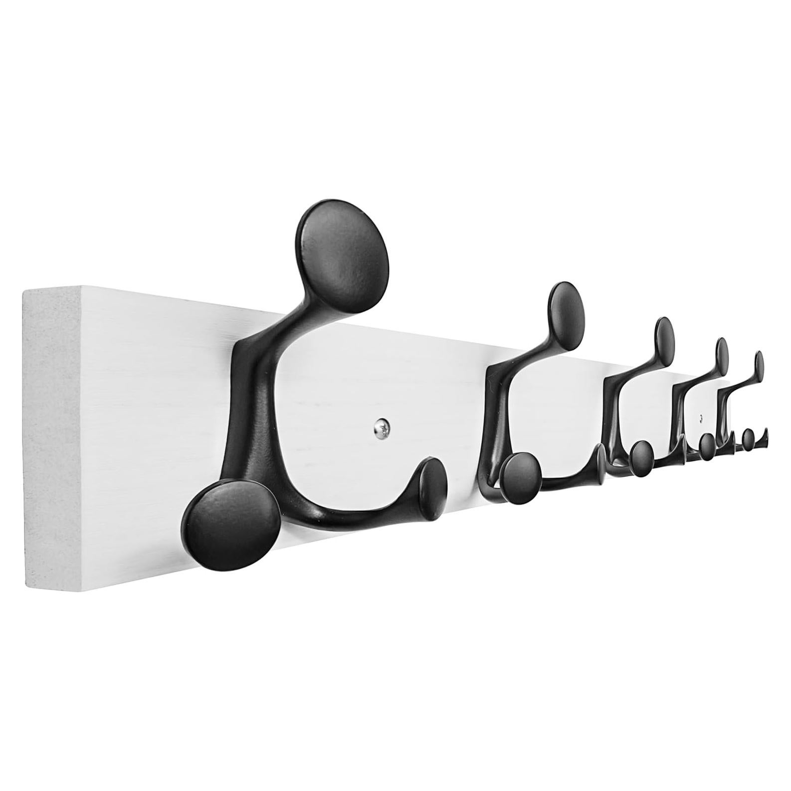 Perchero de Madera Blanca SKOLOO 24" con 5 Ganchos Triples