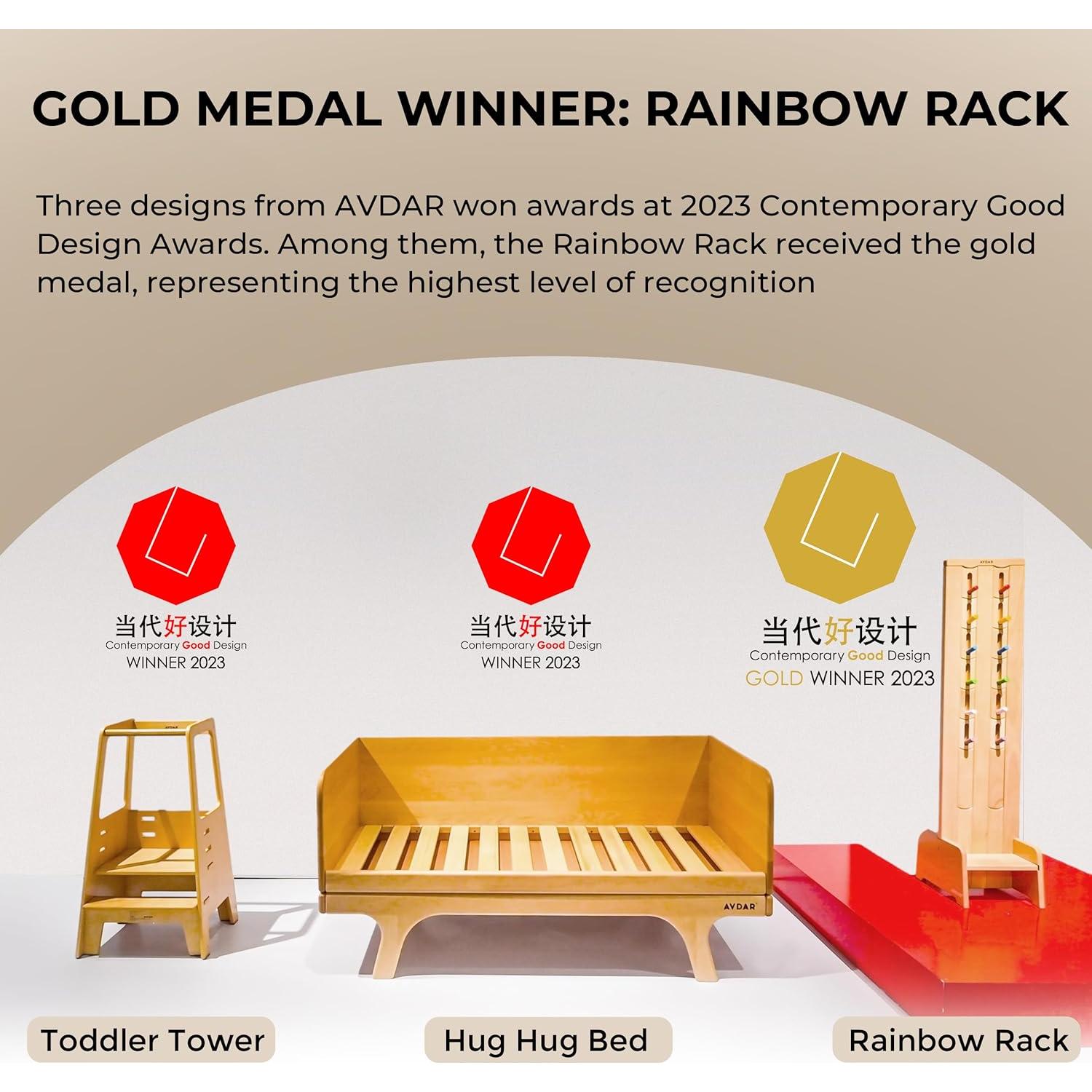 Perchero Arcoíris AVDAR para Niños con Banco para Zapatos