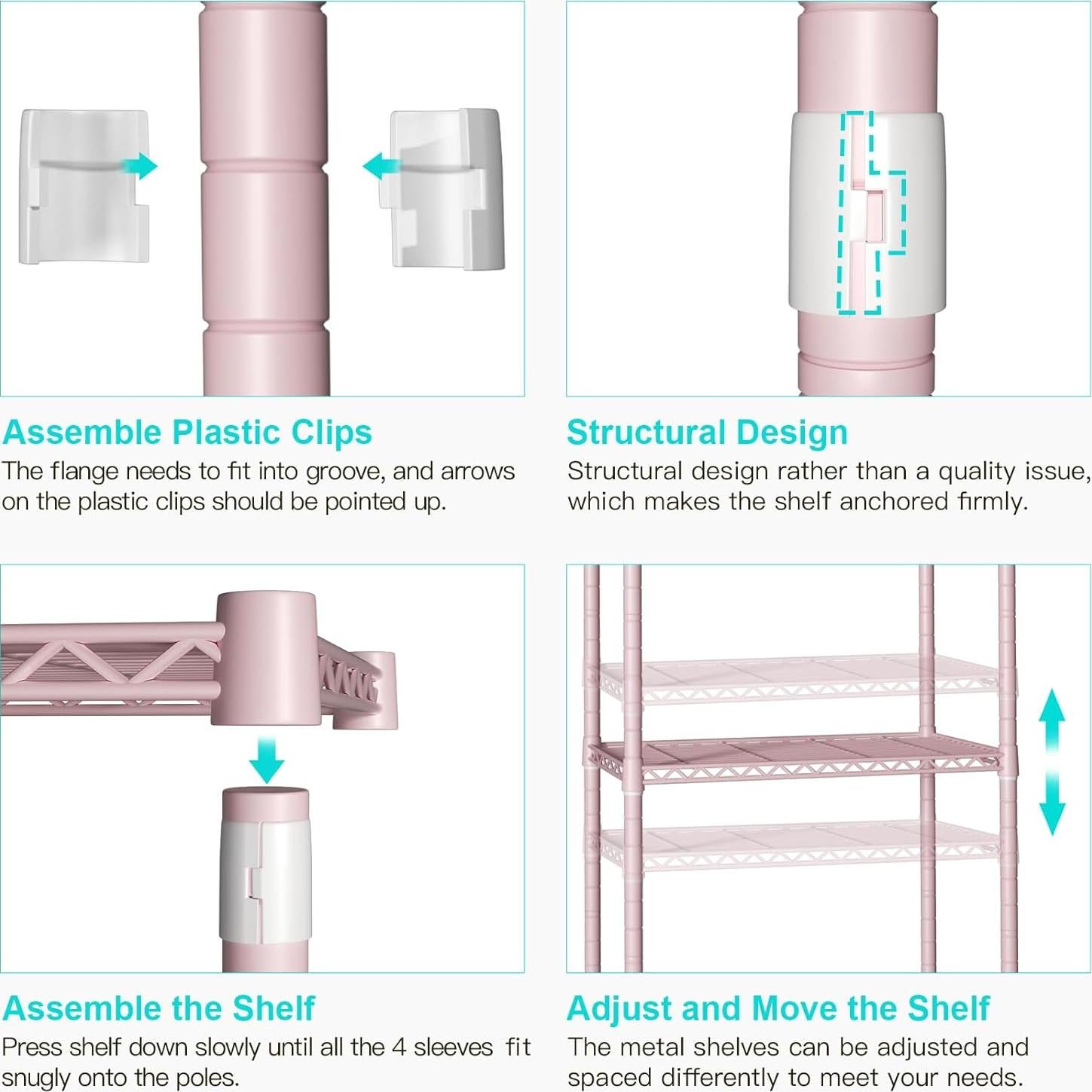 Perchero Metálico Ulif F1 Rosa Ajustable 121.9 cm