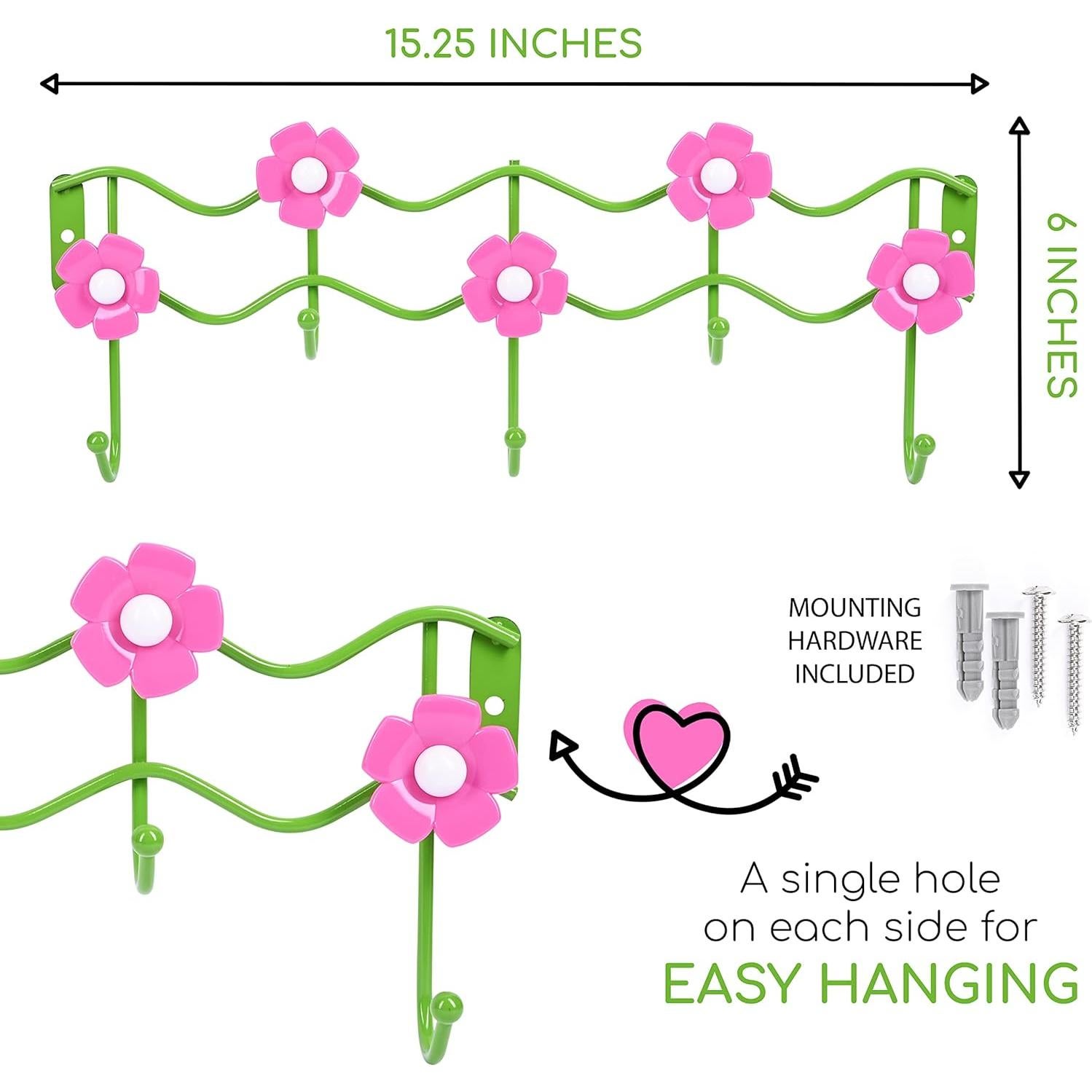 Perchero de Pared Galashield Floral para Niños 5 Ganchos