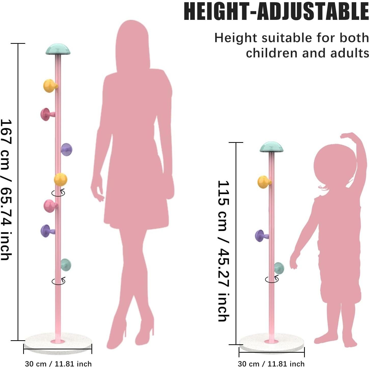 Perchero de Pie YarkeeSky Rosa con 7 Ganchos Ajustable