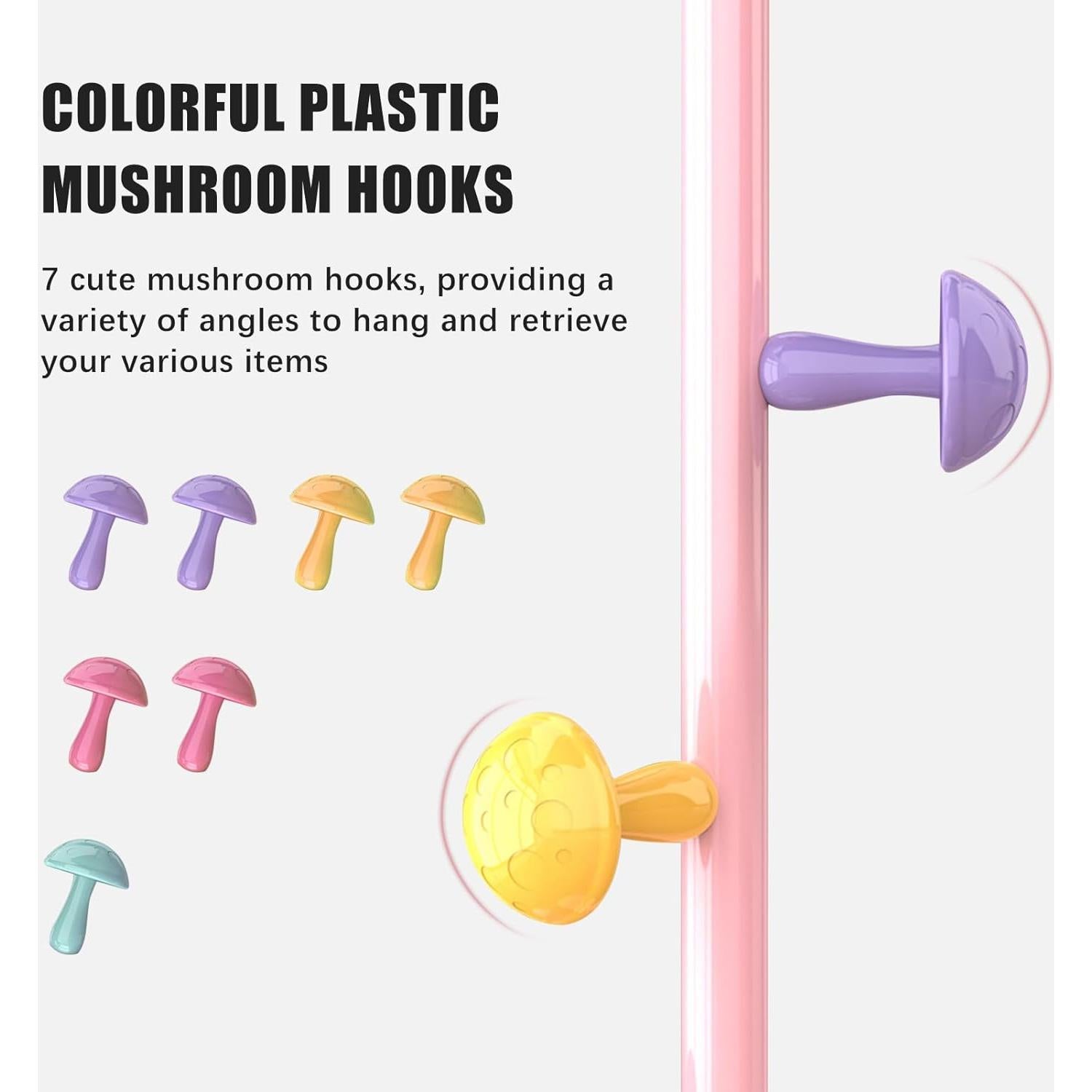 Perchero de Pie YarkeeSky Rosa con 7 Ganchos Ajustable