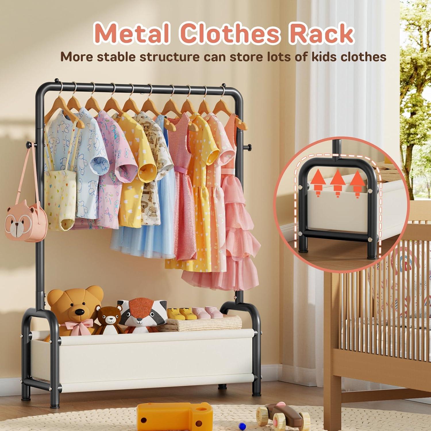 Perchero Infantil ZHKINGGS Negro con Estante y Ganchos