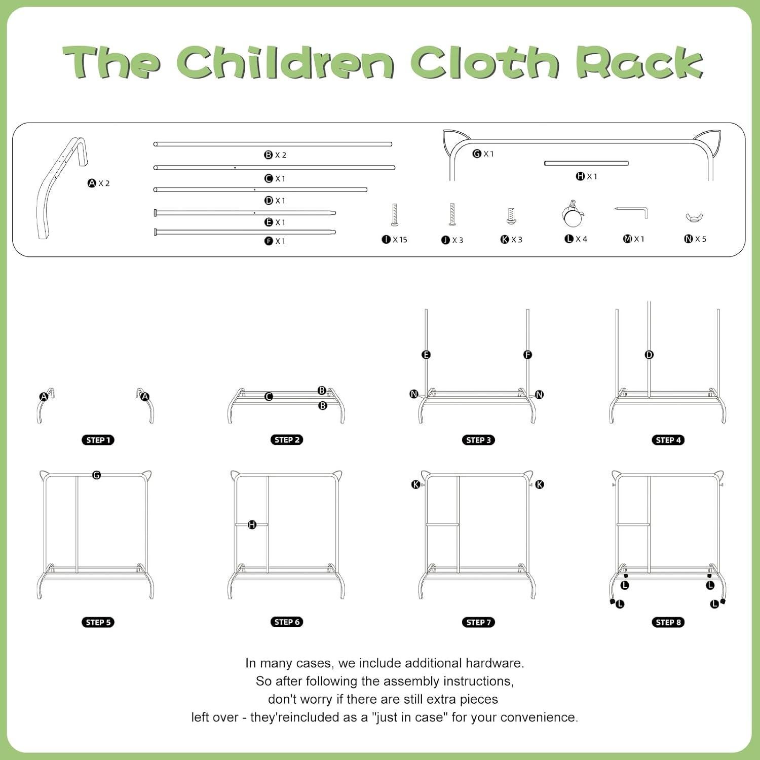 Perchero para Niños Lnoauys Blanco con Estante y Ruedas