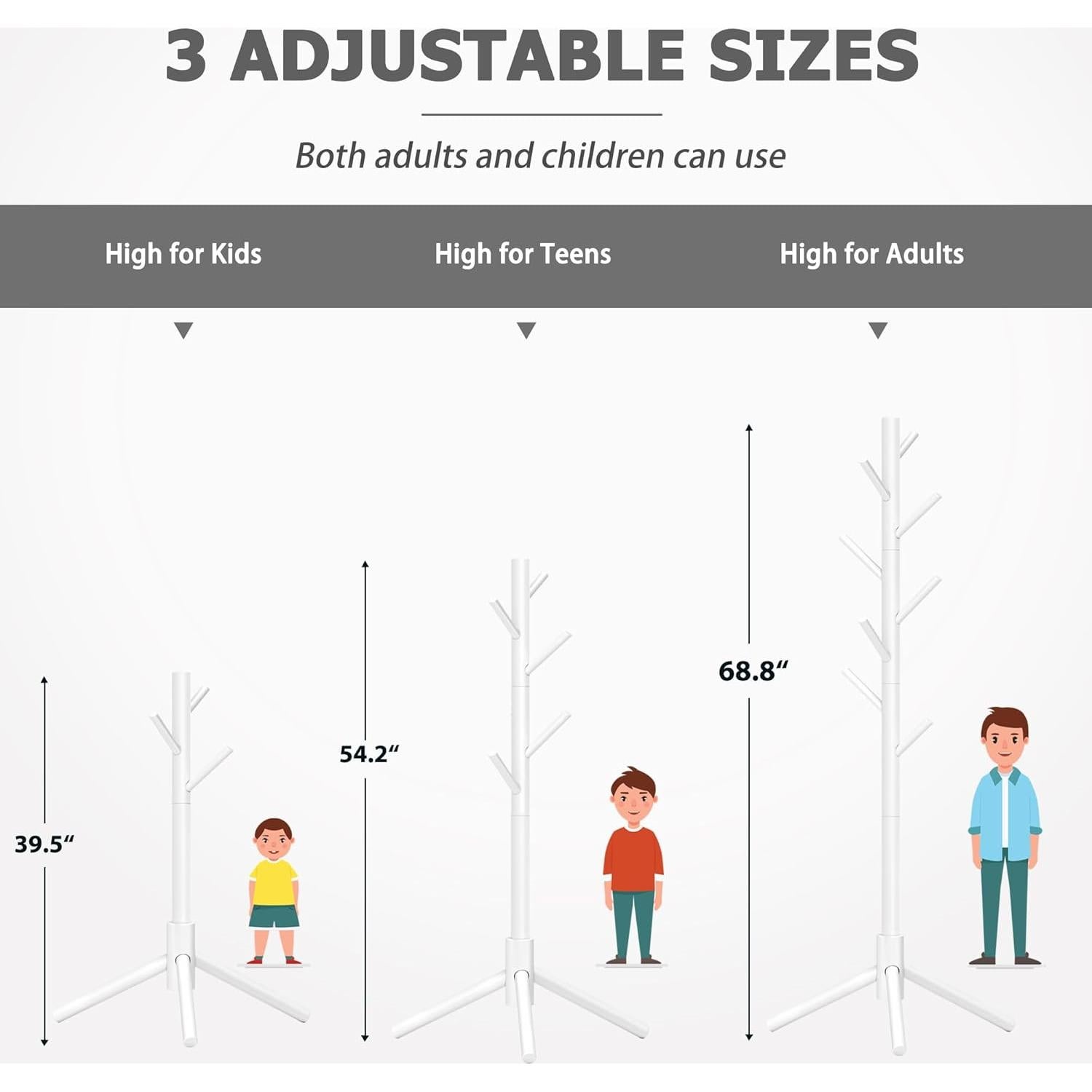 Perchero de Pie Azaeahom Blanco con 8 Ganchos Ajustables