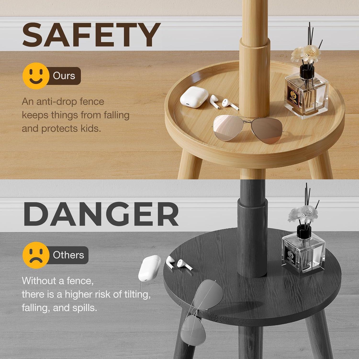 Perchero de Madera GREENSTELL con Estante y 8 Ganchos 184.4cm