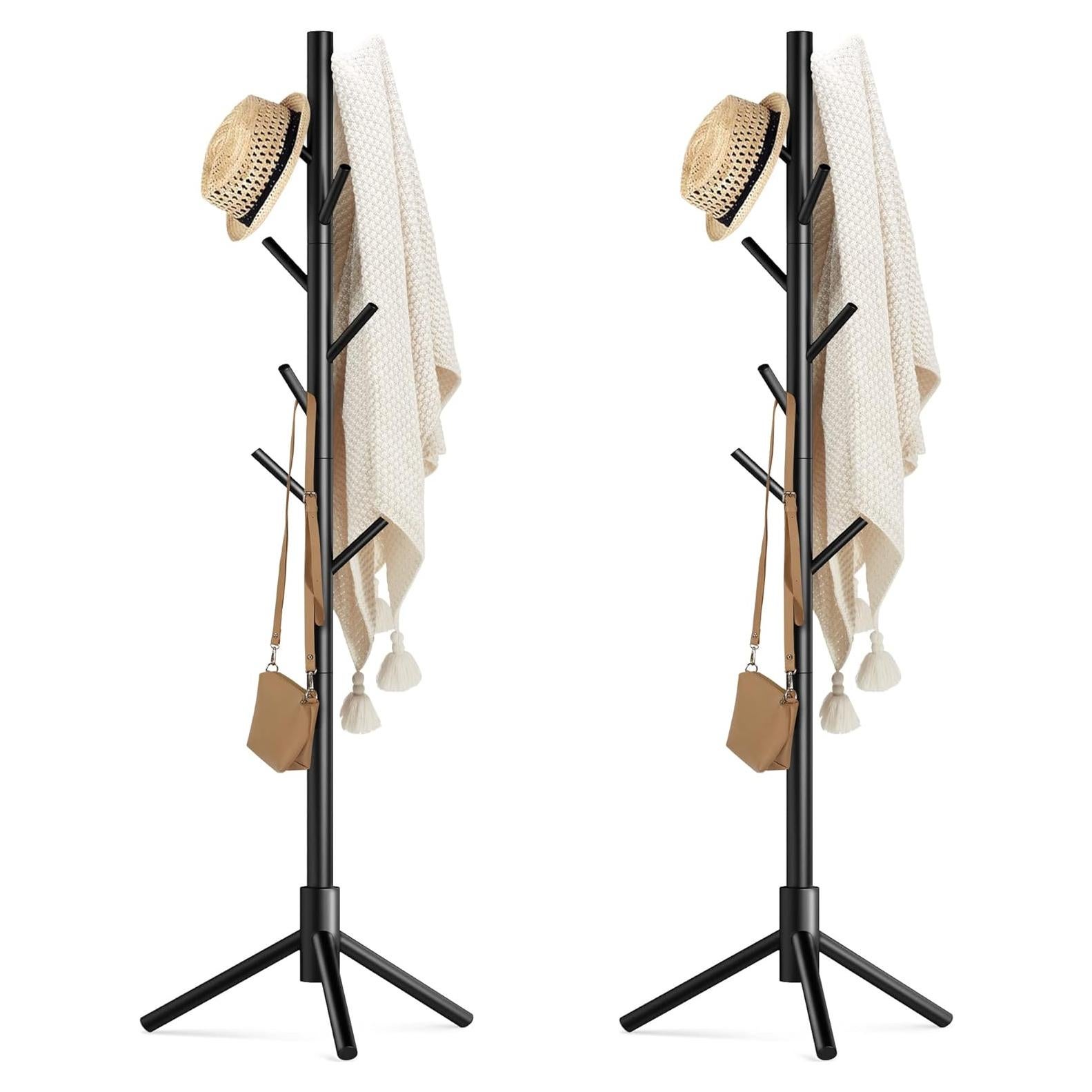 Perchero de Madera Haddockway Ajustable 2 PCS Negro