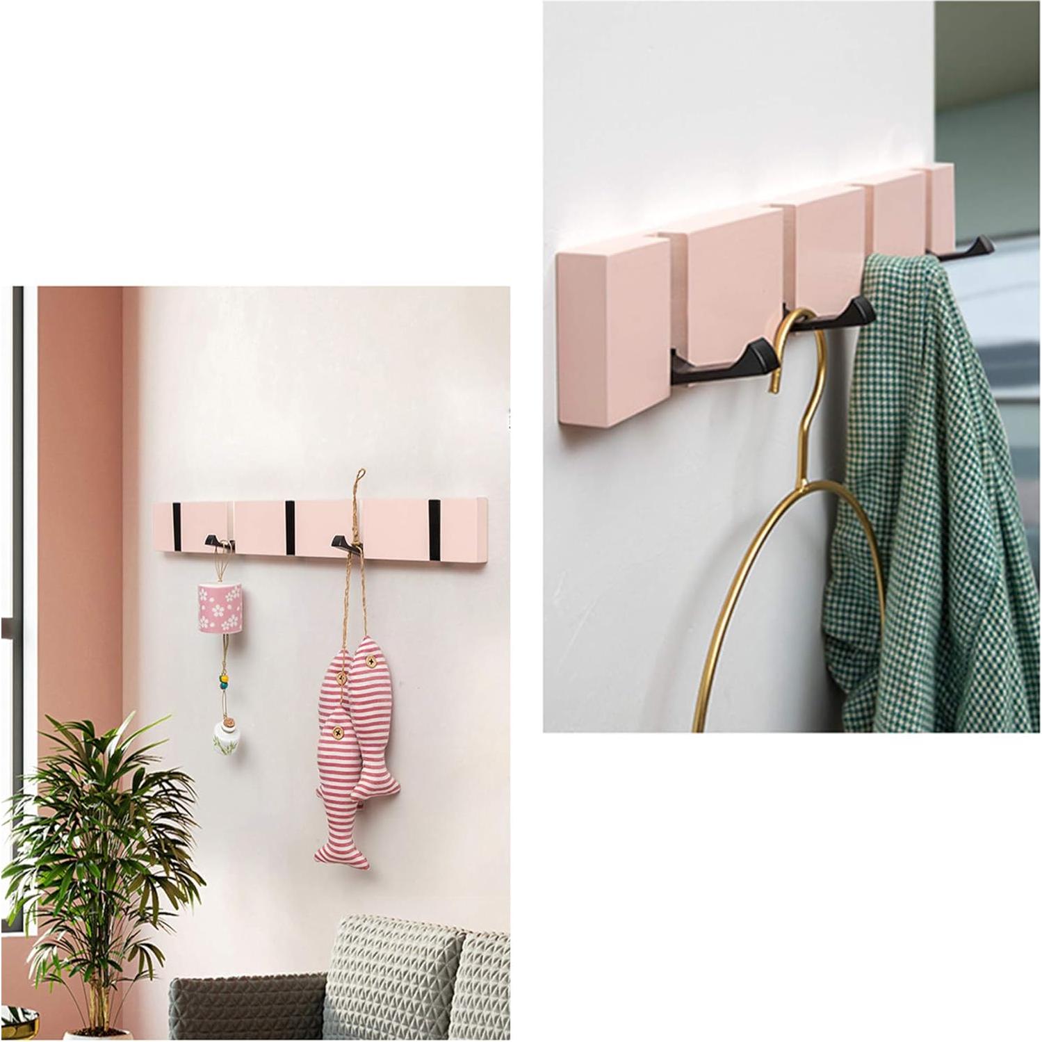 Perchero de pared KYSMOTIC rosa 4 ganchos minimalista