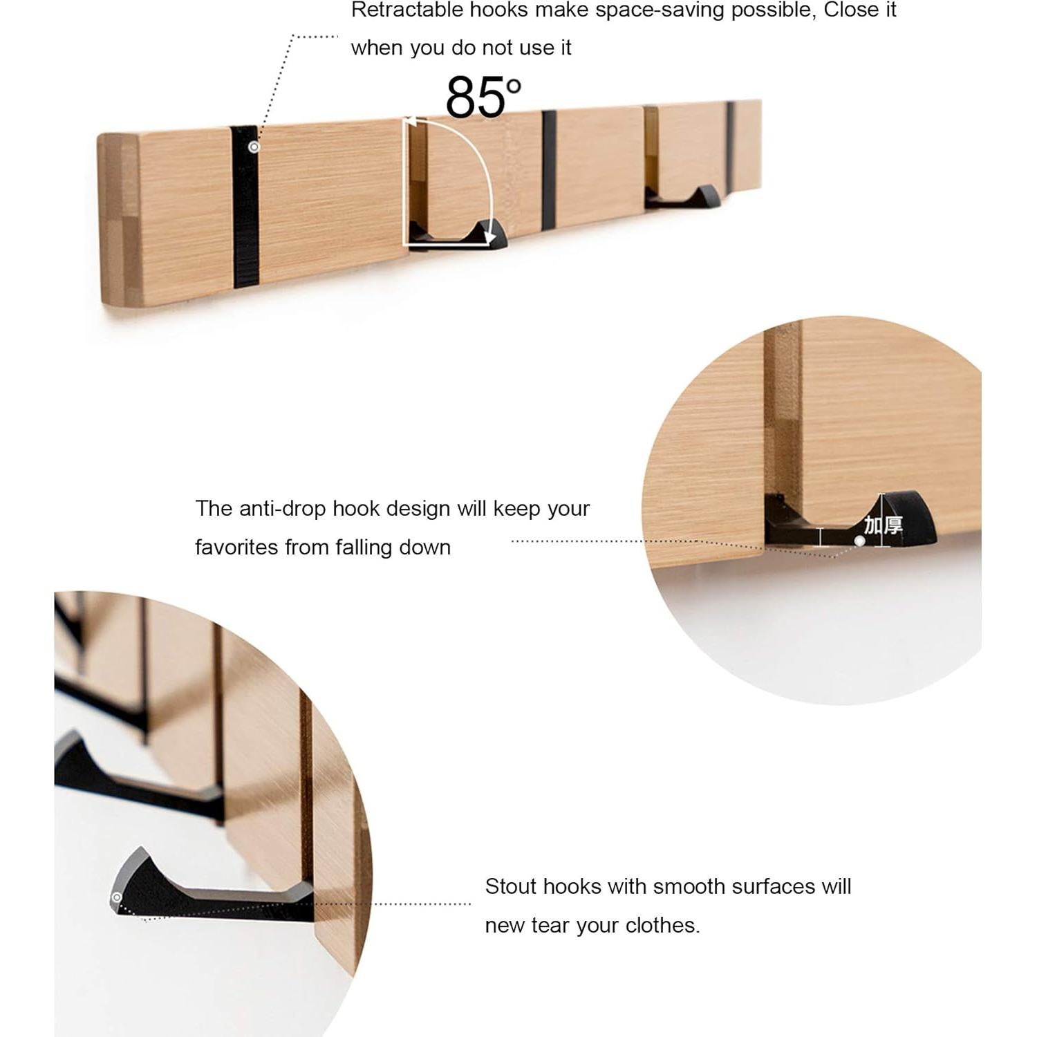 Perchero de pared KYSMOTIC rosa 4 ganchos minimalista