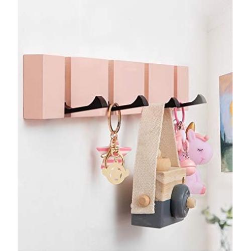Perchero de pared KYSMOTIC rosa 4 ganchos minimalista