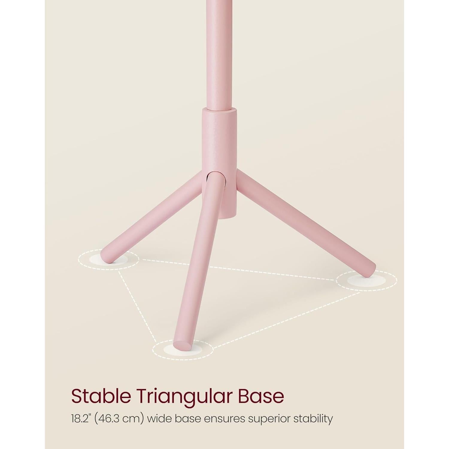 Perchero de Pie VASAGLE de Madera Sólida Rosa Gelatina 8 Ganchos