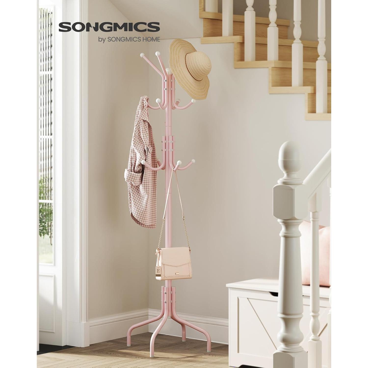 Perchero Independiente SONGMICS Rosa Gelatina 12 Ganchos Metal