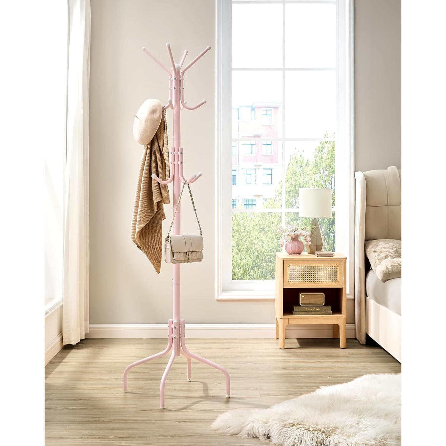 Perchero Independiente SONGMICS Rosa Gelatina 12 Ganchos Metal