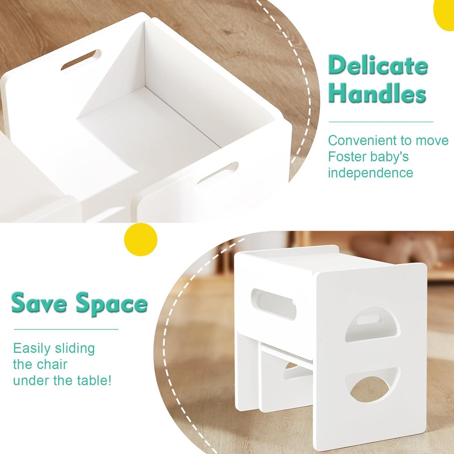 Conjunto de Mesa y Silla Montessori FUNLIO Ajustable Blanco