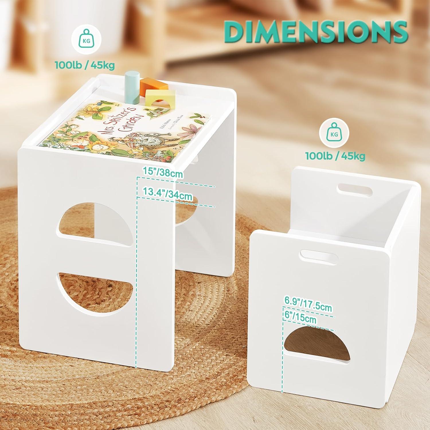 Conjunto de Mesa y Silla Montessori FUNLIO Ajustable Blanco