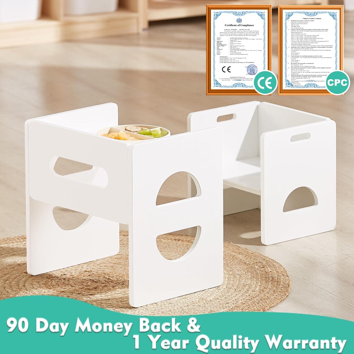 Conjunto de Mesa y Silla Montessori FUNLIO Ajustable Blanco