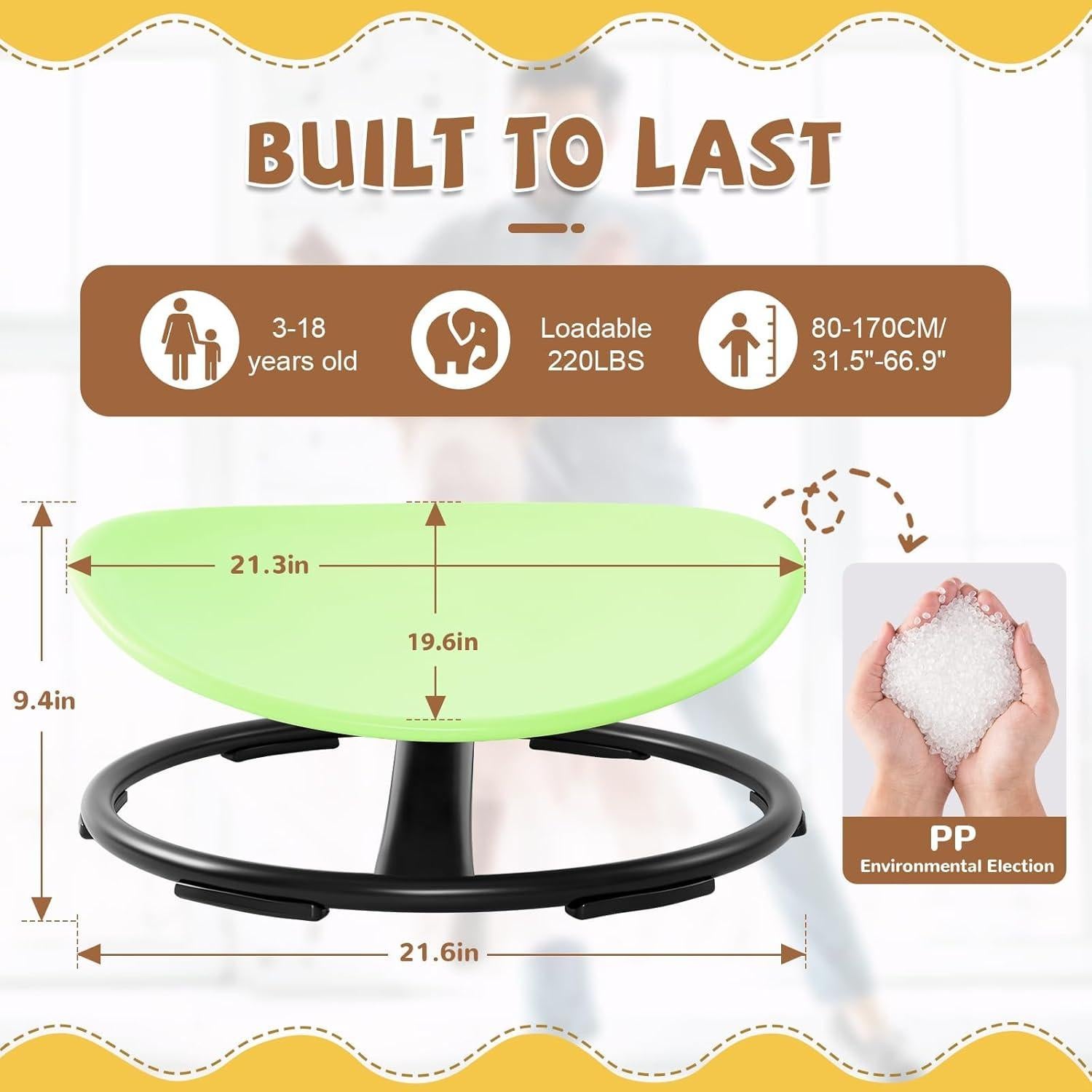 Silla Giratoria Sensorial Zhenx para Niños Autistas Verde 53x48 cm