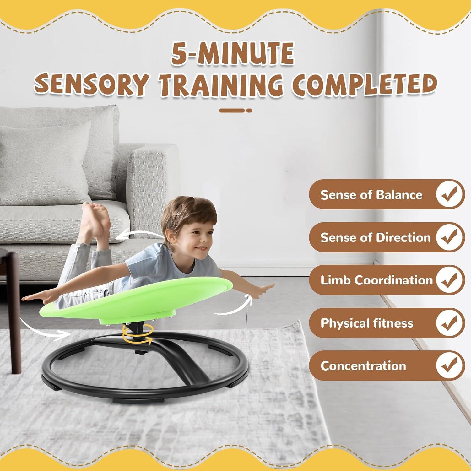 Silla Giratoria Sensorial Zhenx para Niños Autistas Verde 53x48 cm