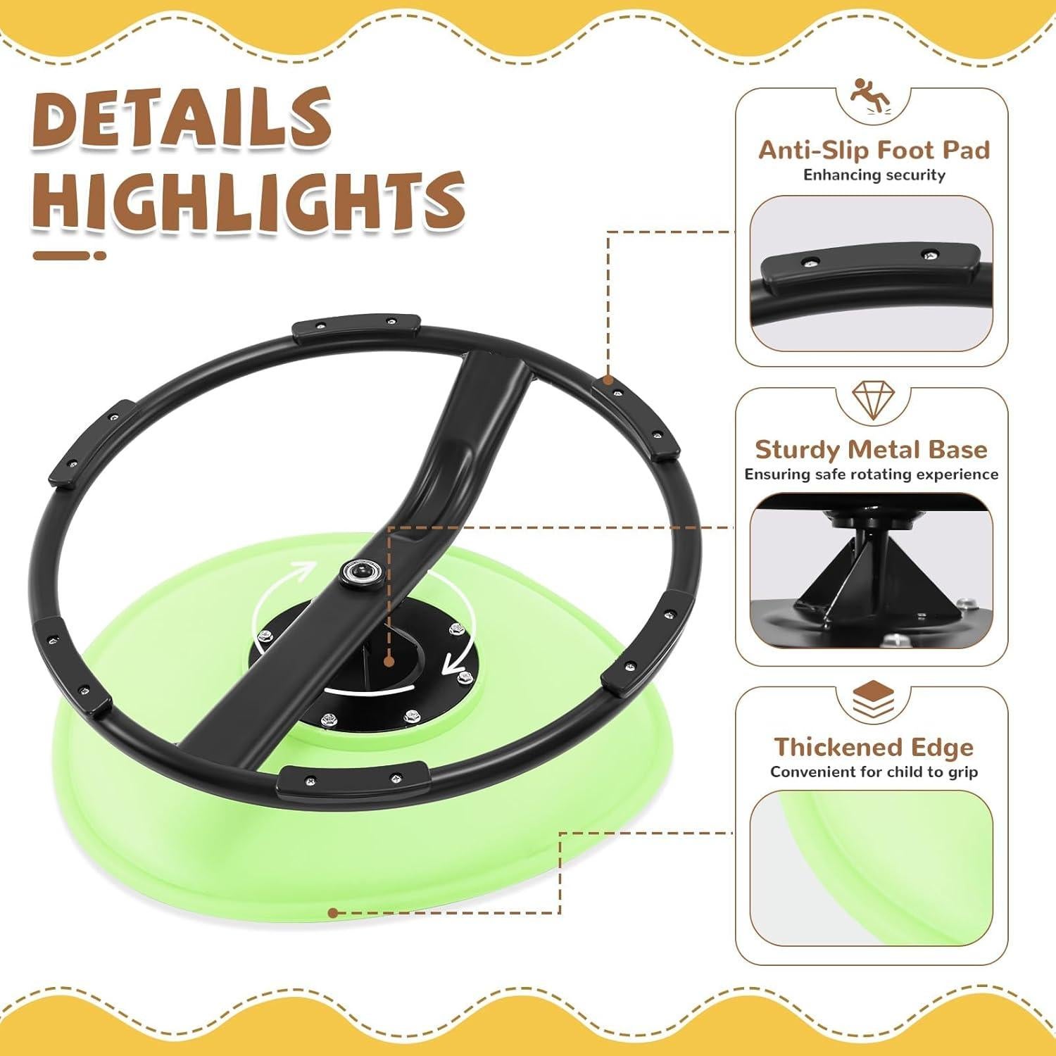 Silla Giratoria Sensorial Zhenx para Niños Autistas Verde 53x48 cm