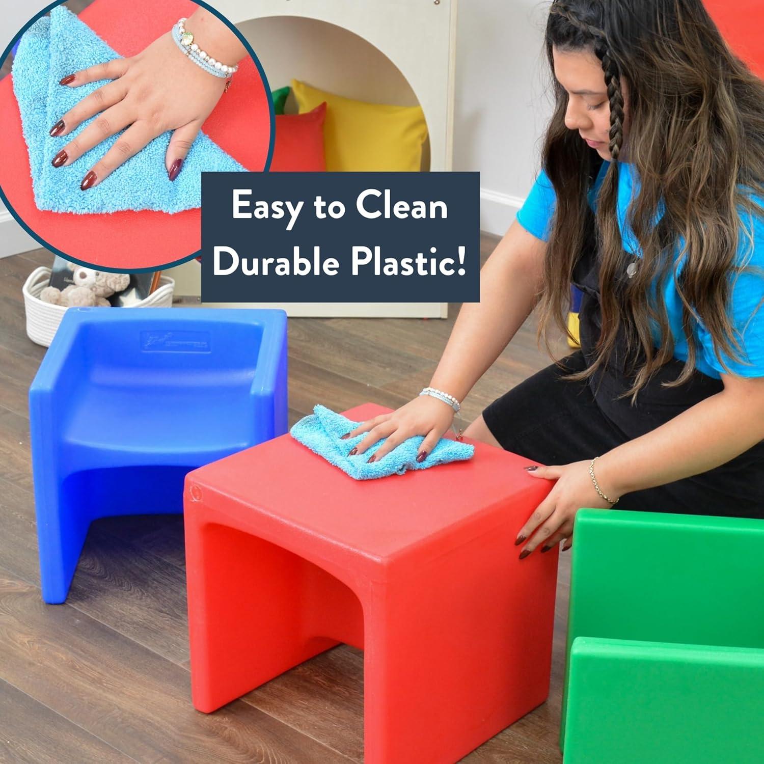 Children's Factory 3-in-1 Cube Chair for Kids, Flexible Seating Classroom Furniture, 1-Pack, Red