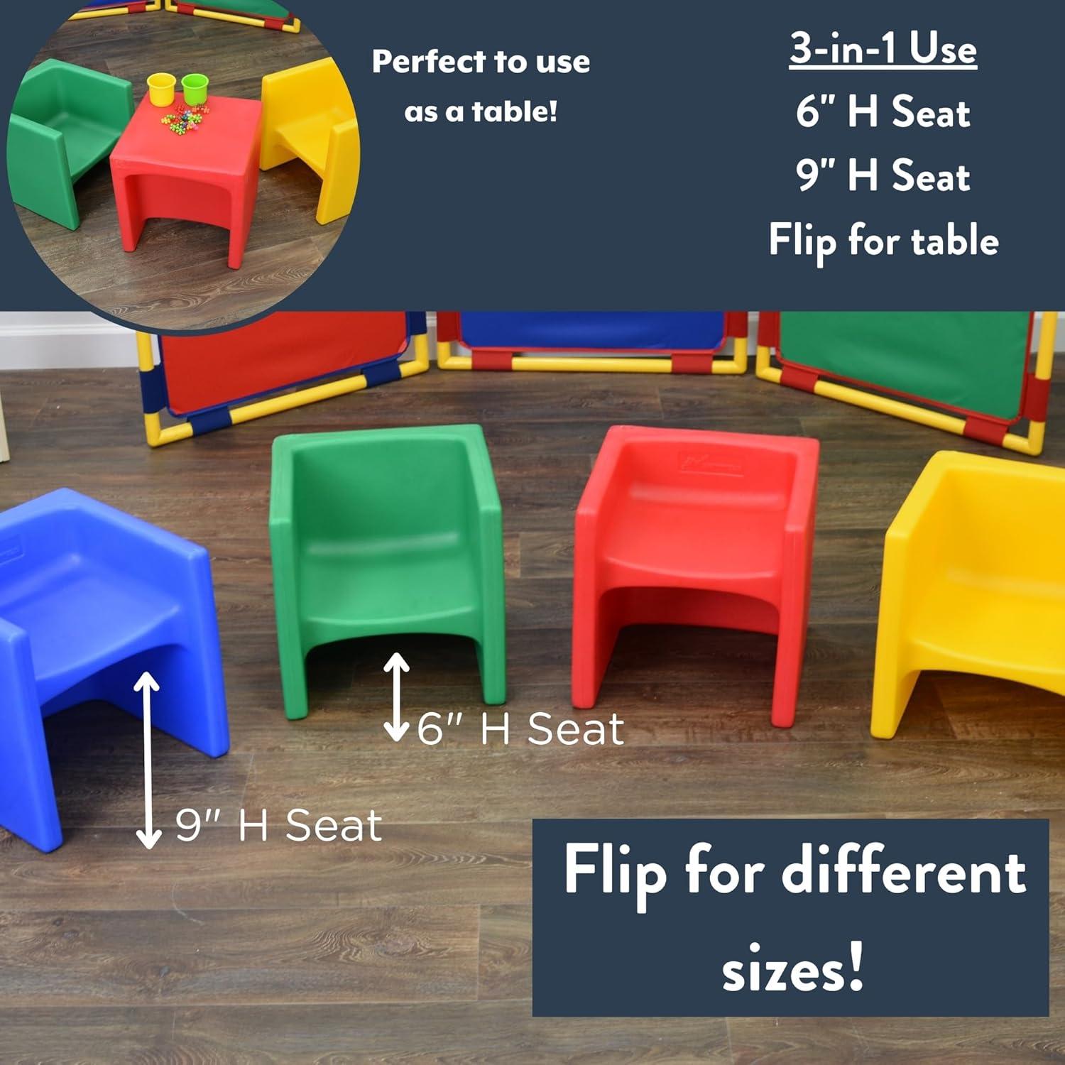 Children's Factory 3-in-1 Cube Chair for Kids, Flexible Seating Classroom Furniture, 1-Pack, Red