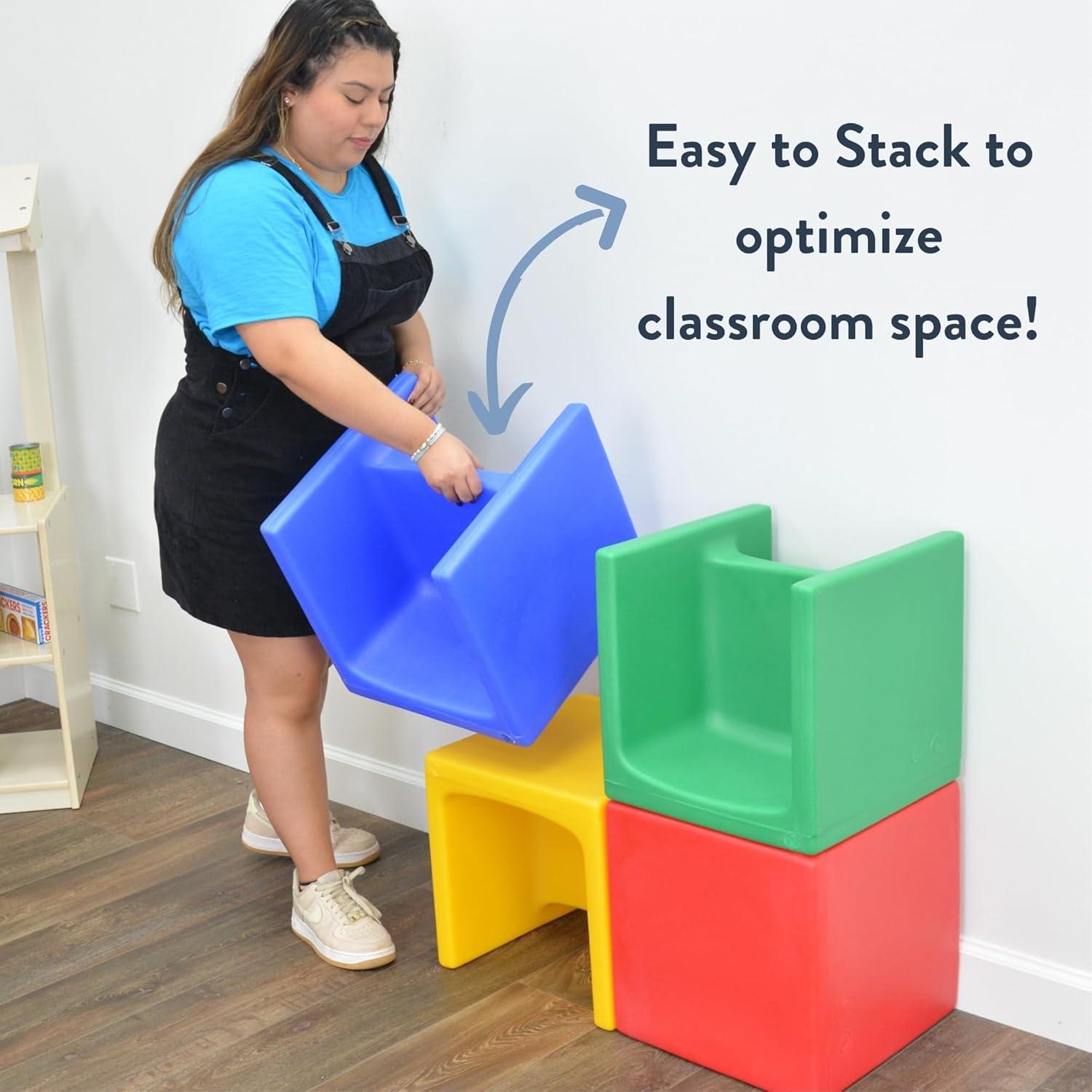 Children's Factory 3-in-1 Cube Chair for Kids, Flexible Seating Classroom Furniture, 1-Pack, Red