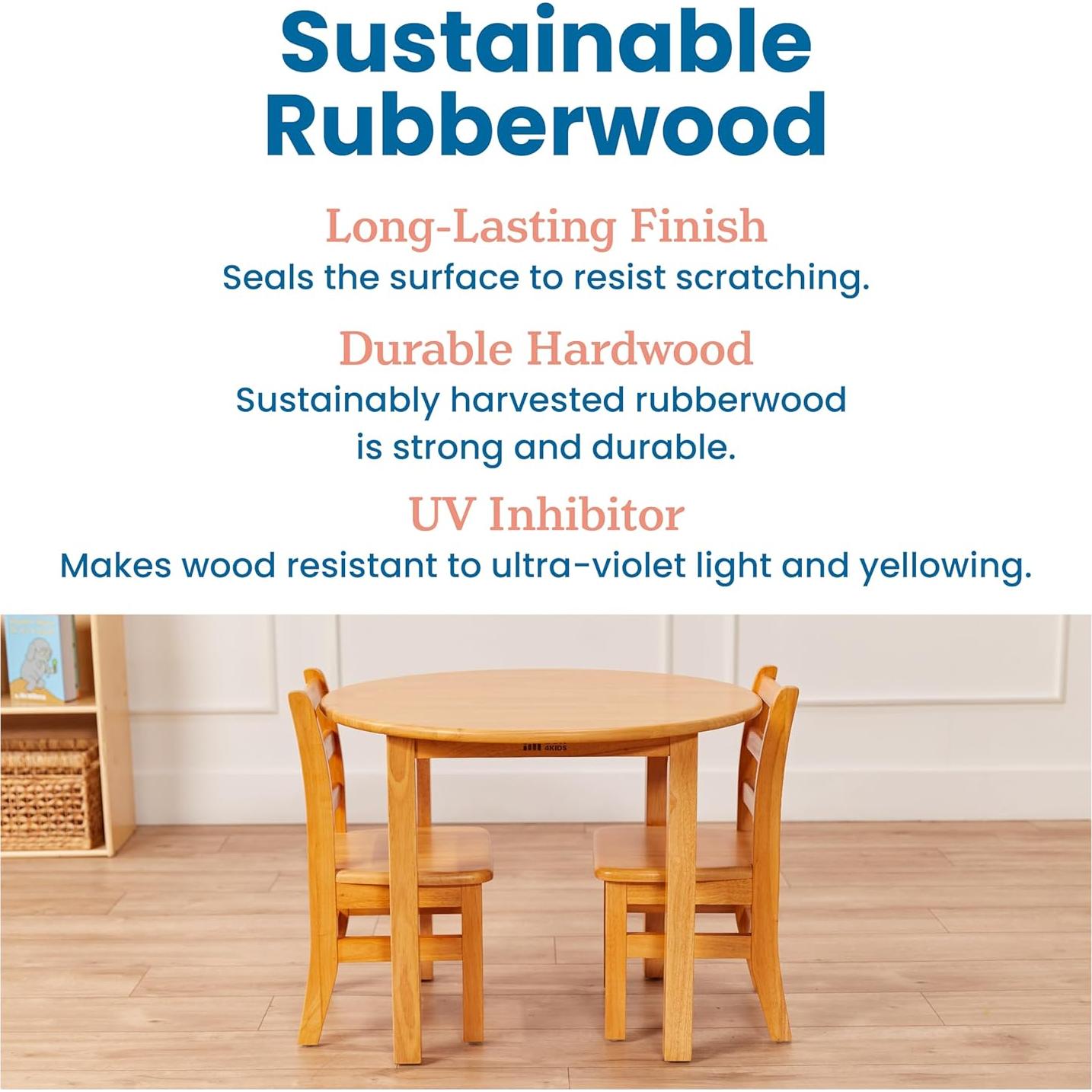 Sillas de Respaldo de Escalera ECR4Kids, Madera Caucho, Paquete de 2