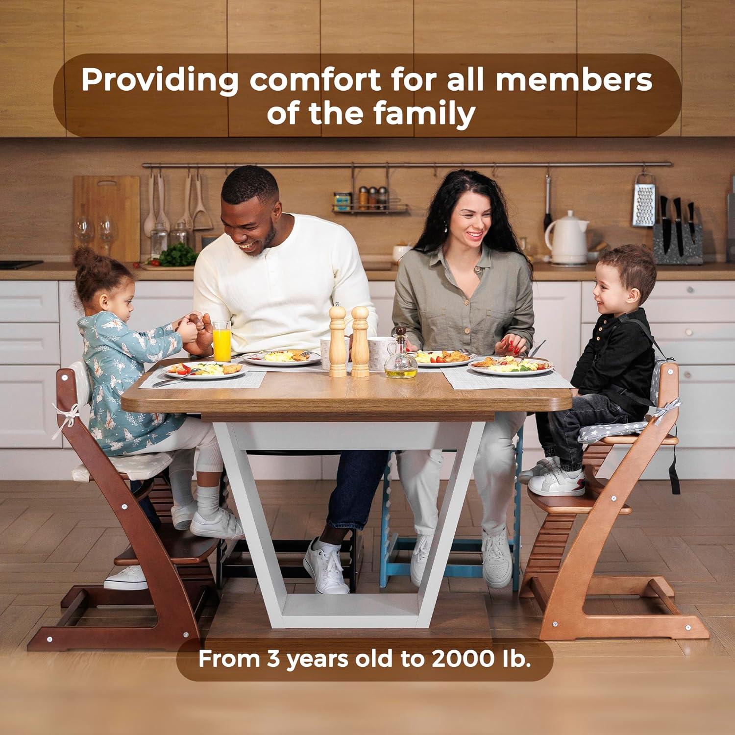 Silla Alta Fornel Blanca de Madera Ajustable para Niños y Adultos