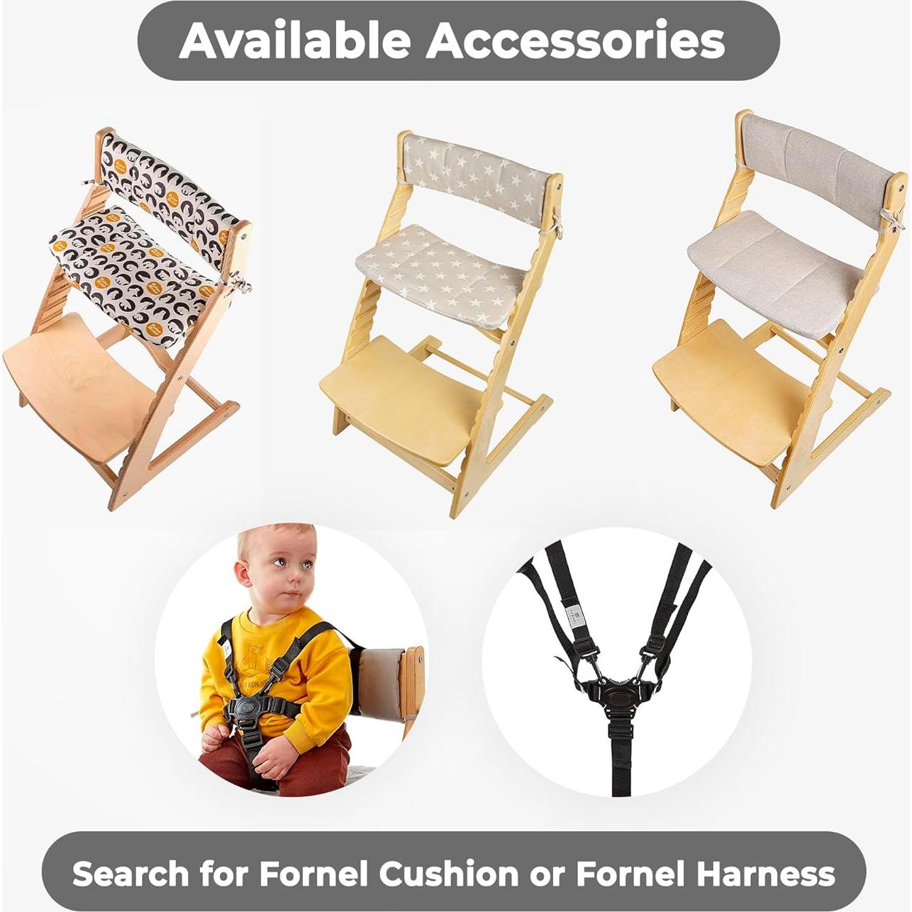 Silla Alta Fornel Blanca de Madera Ajustable para Niños y Adultos