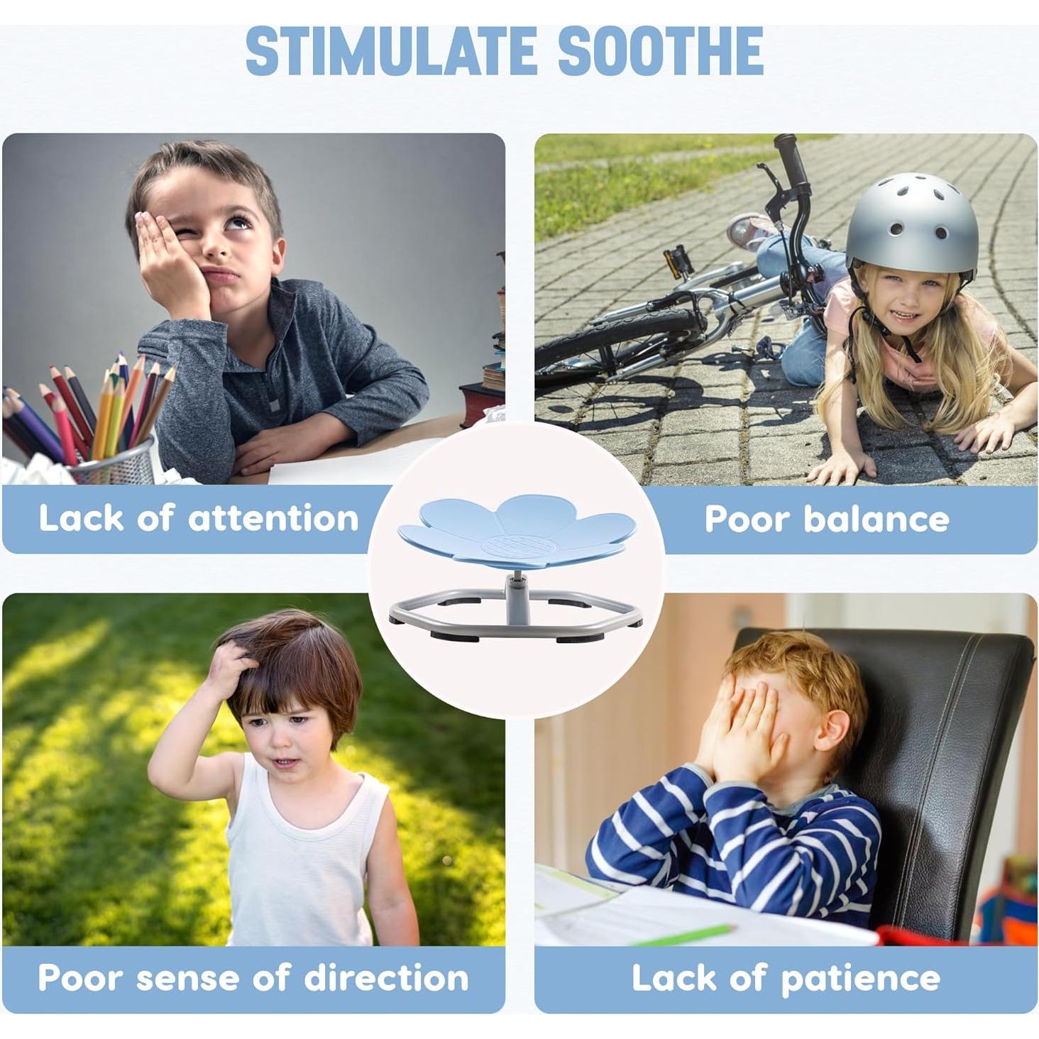 Silla Giratoria Sensorial Robotime para Niños Azul 50x50cm