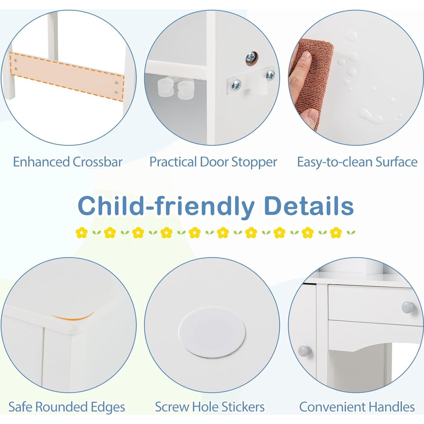 Conjunto de Escritorio y Silla para Niños Costzon - Madera, Blanco