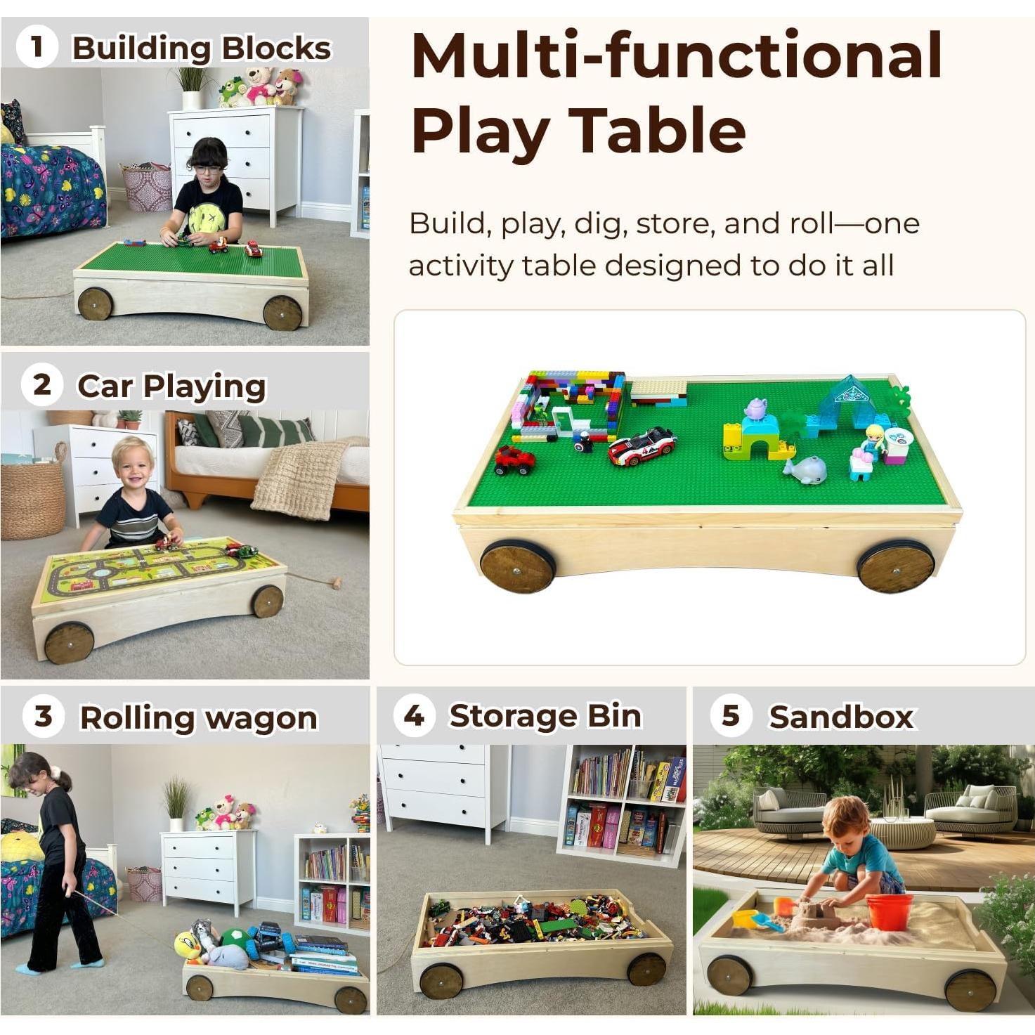 Mesa de Actividades Multifuncional Nestory 83.8x43.7cm Madera Montessori