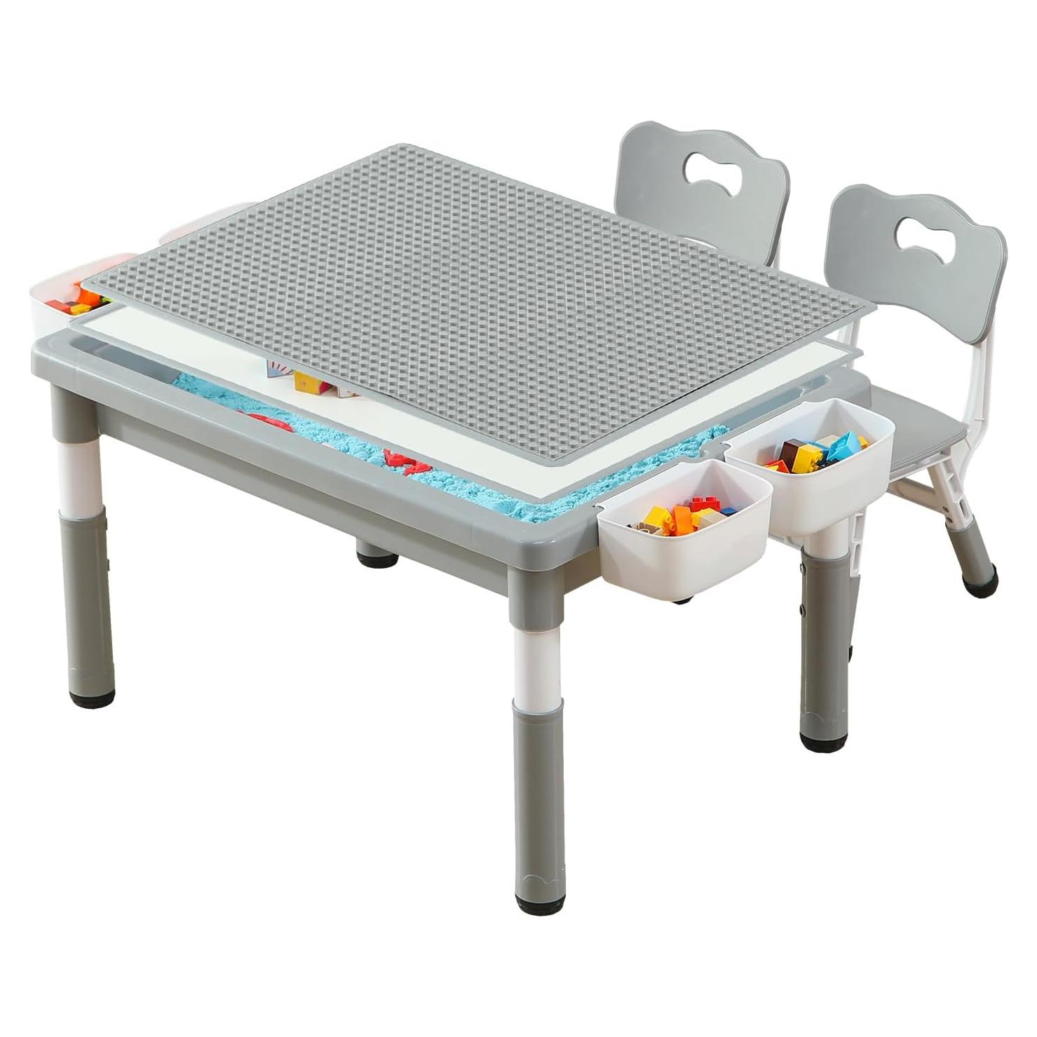 Mesa y 2 Sillas Multifuncionales SINKIPA para Niños Gris