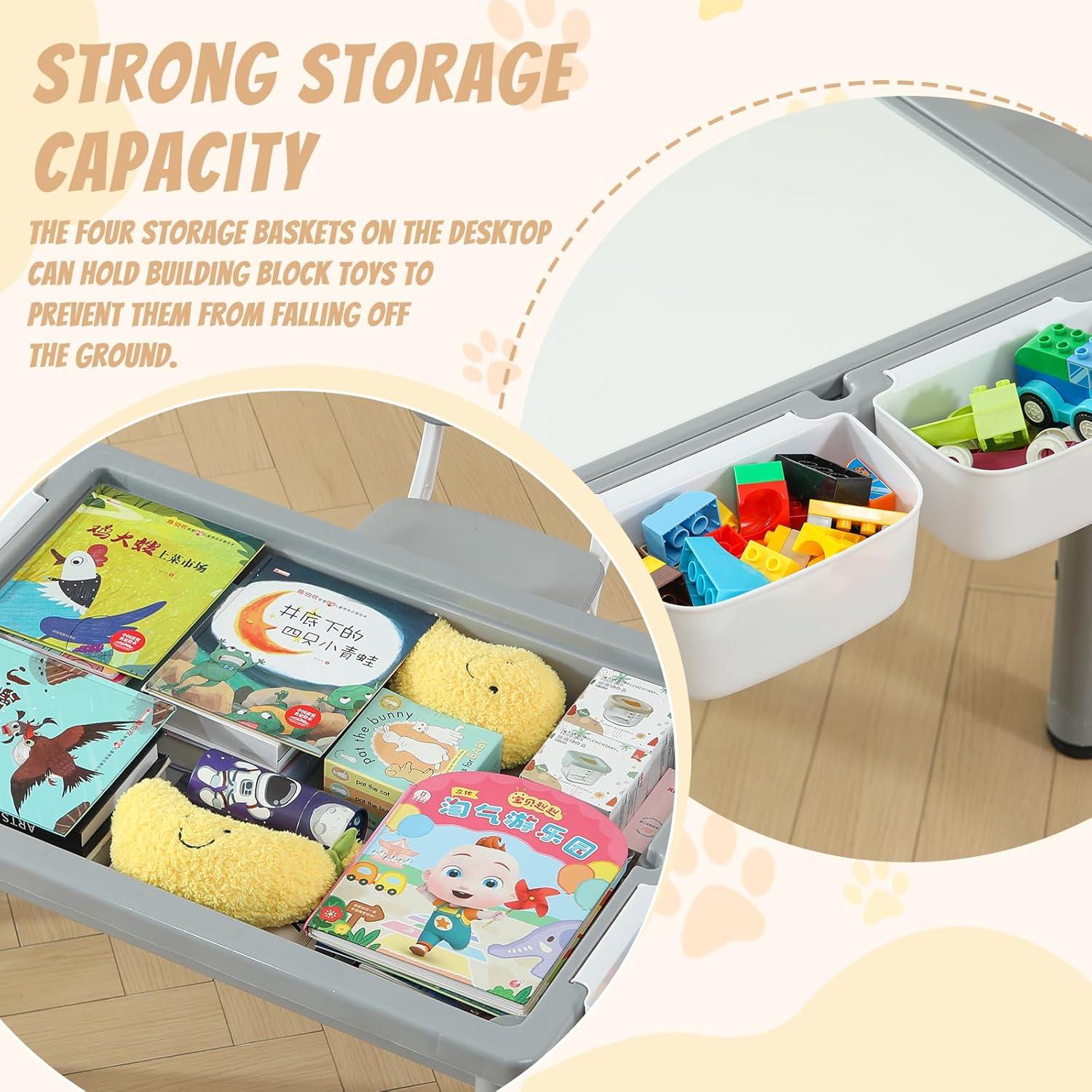 Mesa y 2 Sillas Multifuncionales SINKIPA para Niños Gris