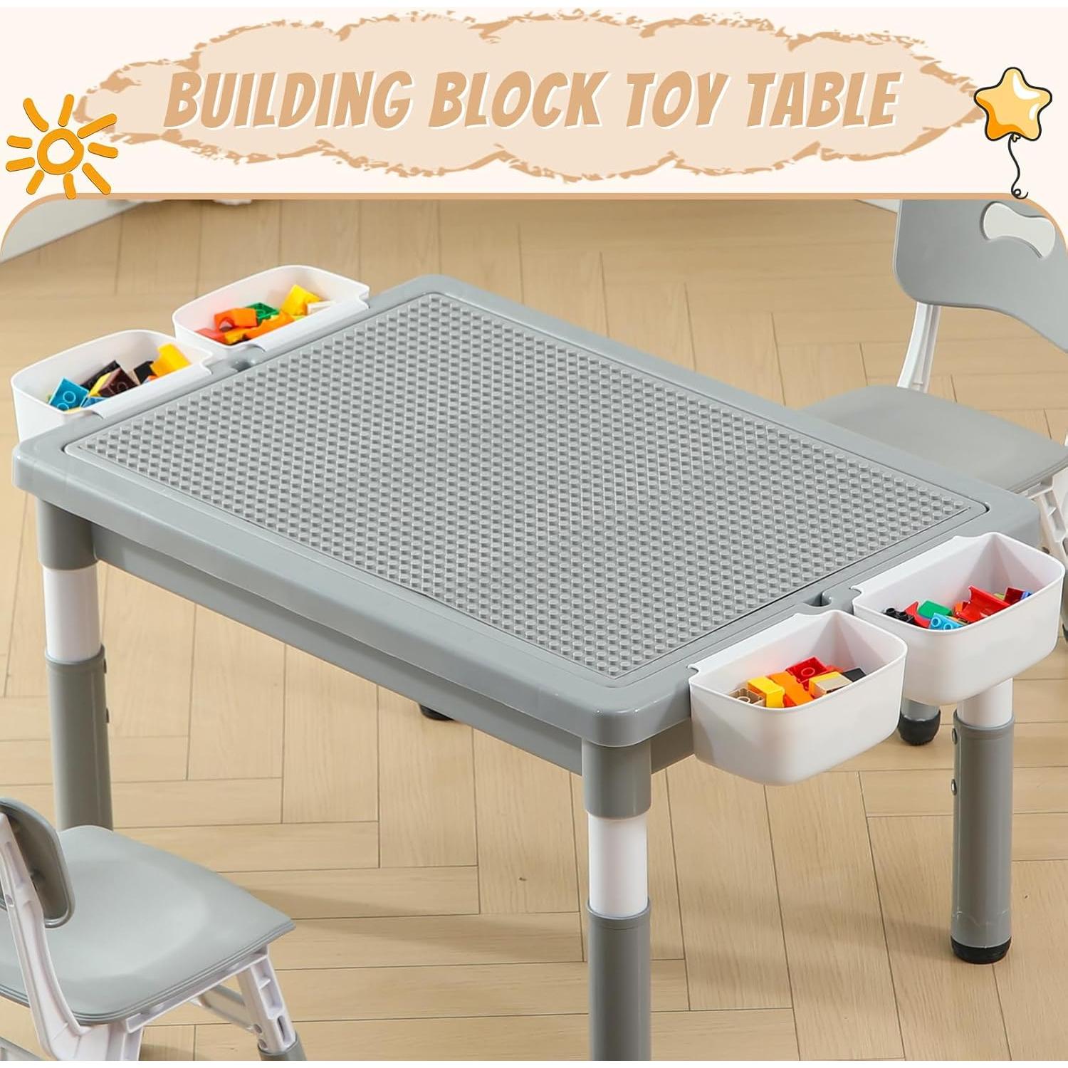 Mesa y 2 Sillas Multifuncionales SINKIPA para Niños Gris